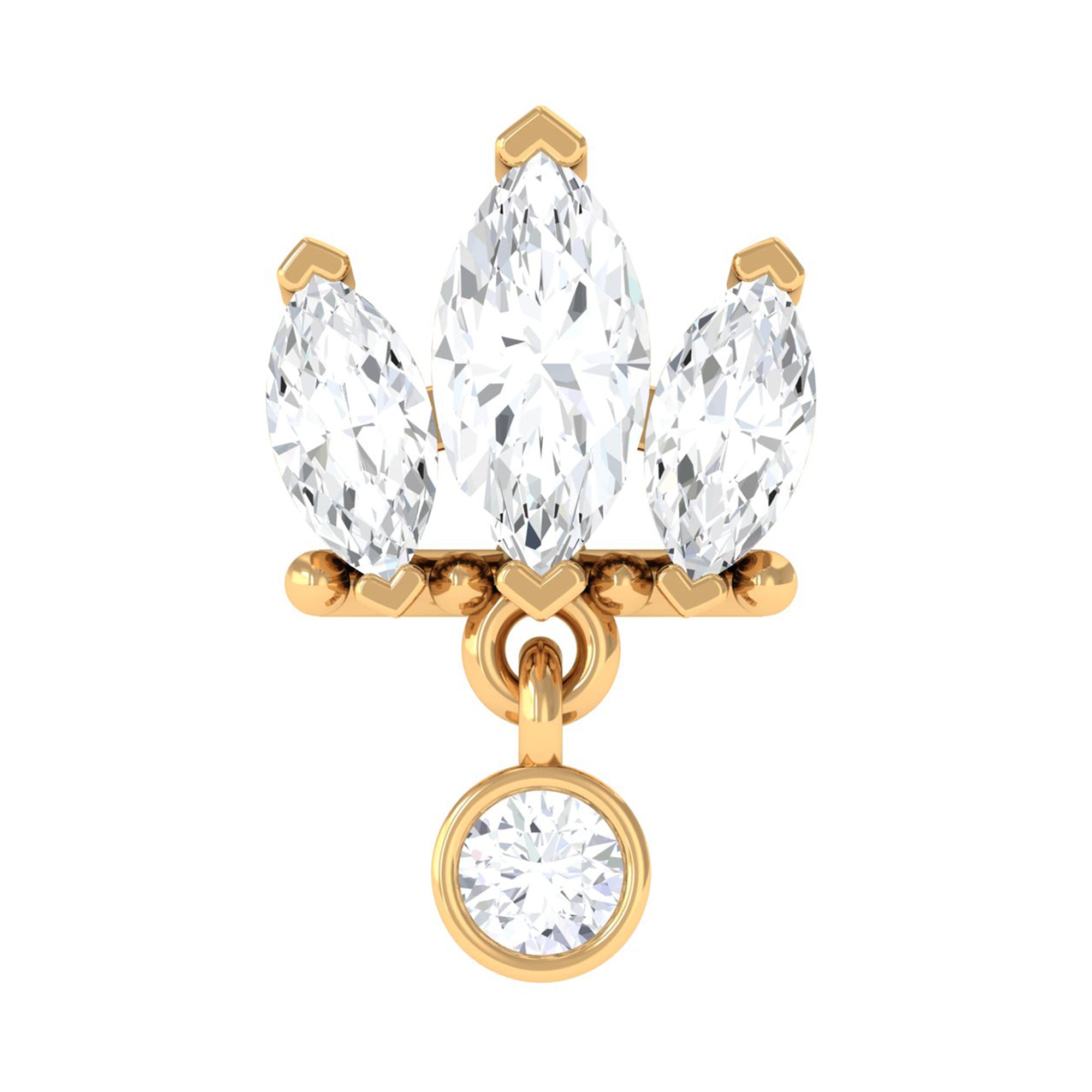 Three Marquise Shape Diamond Helix Drop Earring