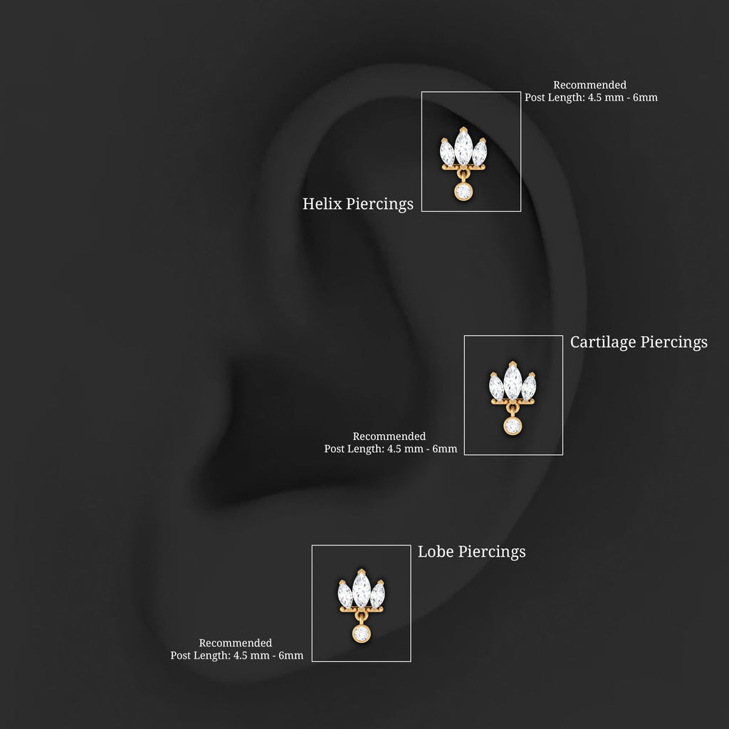 Three Marquise Shape Diamond Helix Drop Earring