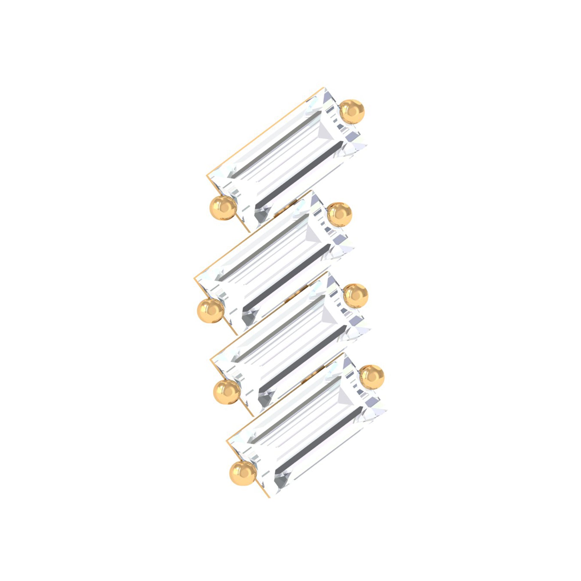 Baguette Diamond Helix Earring with Flat Back