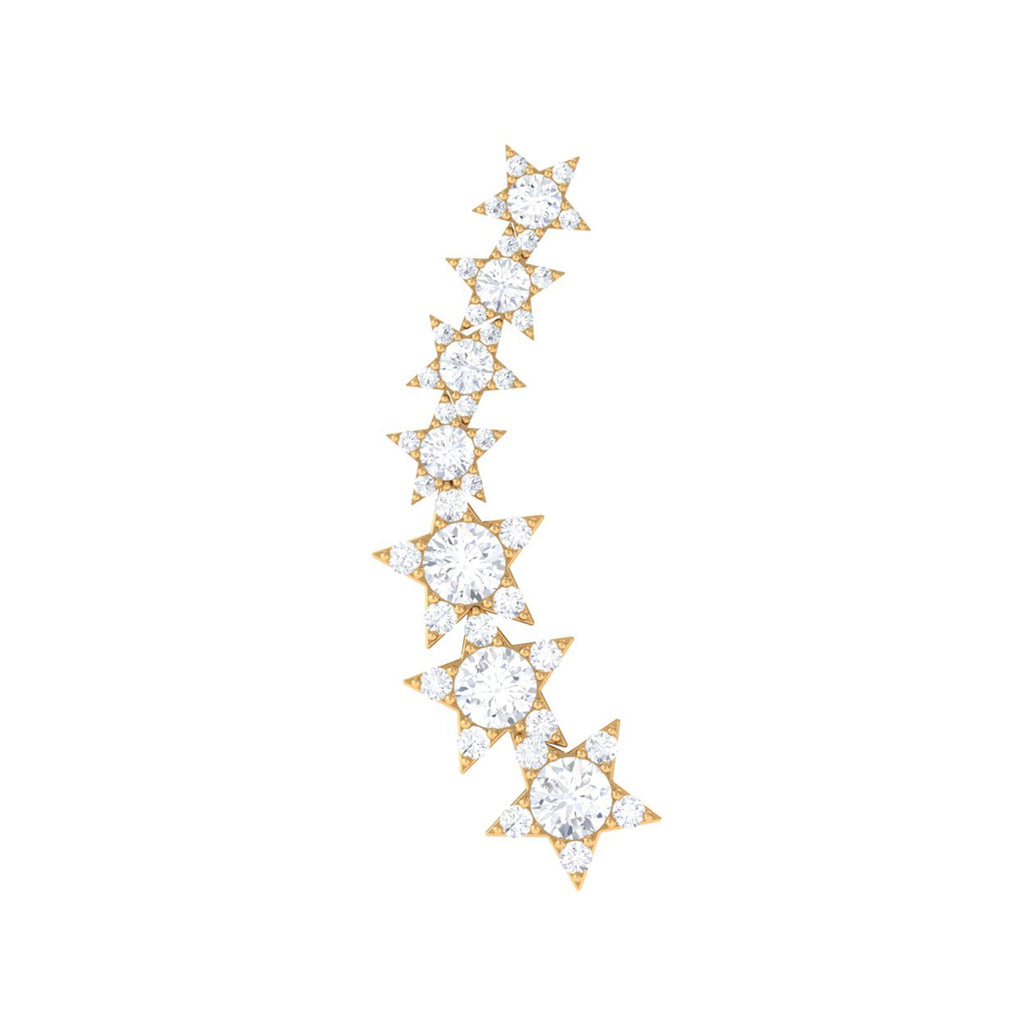 Certified Diamond Star Ear Cuff Earring for Helix Piercing
