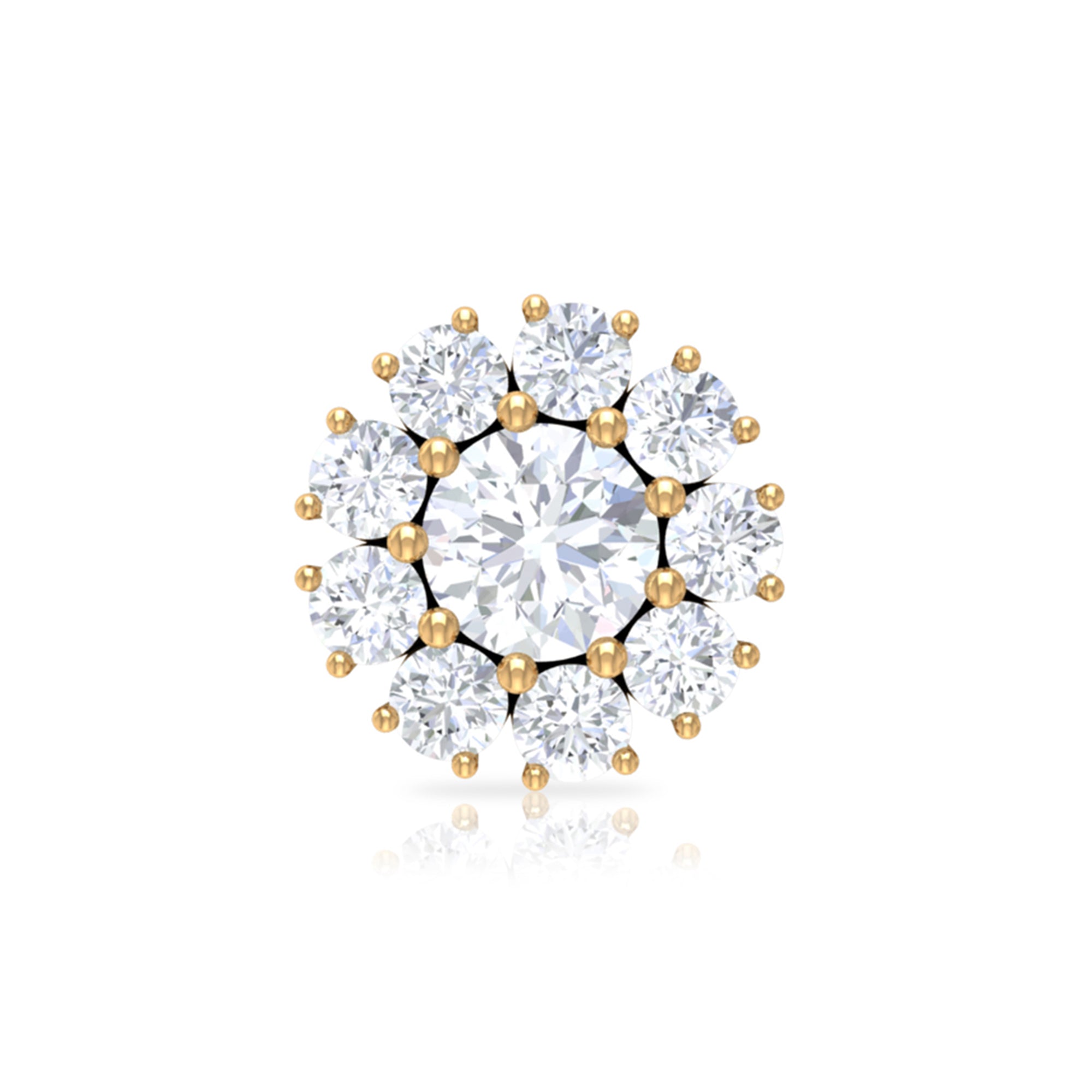 Certified Diamond Cluster Stud Earring with Flat Back