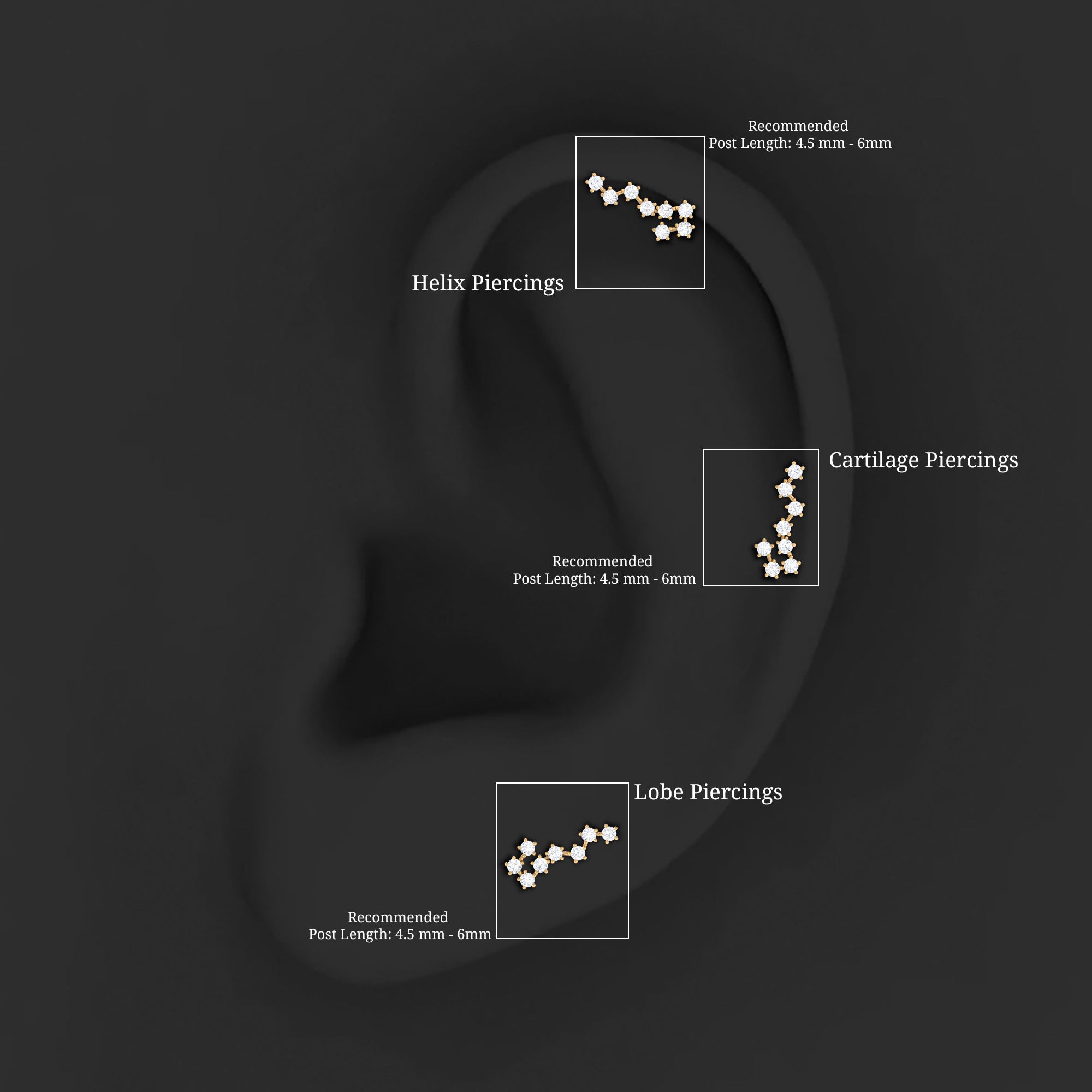 Certified Diamond Scorpio Zodiac Earring for Helix Piercing