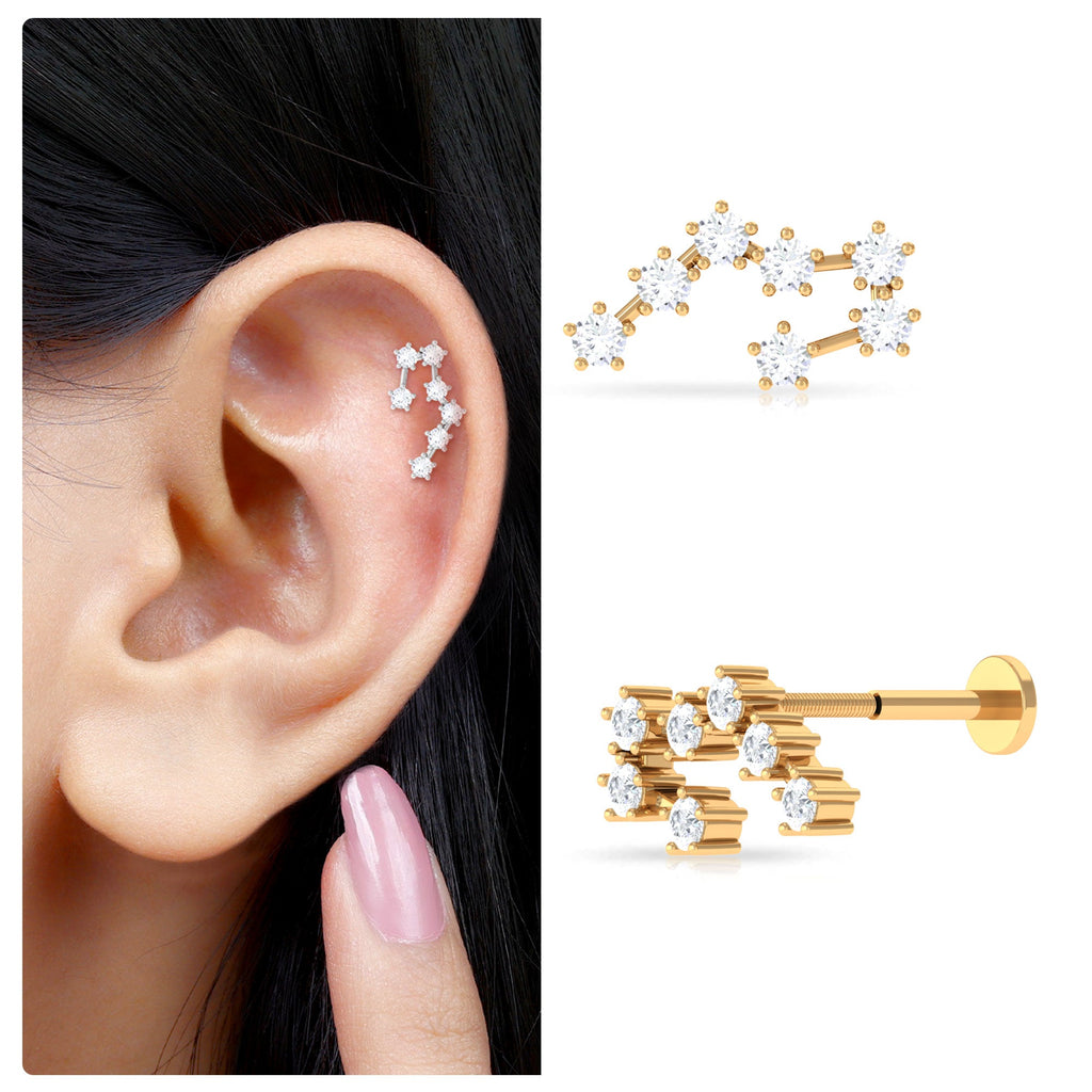 Diamond Taurus Zodiac Crawler Earring