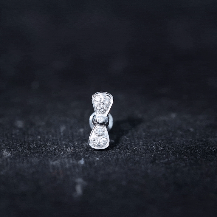 Cute Moissanite Gold Bow Cartilage Earring