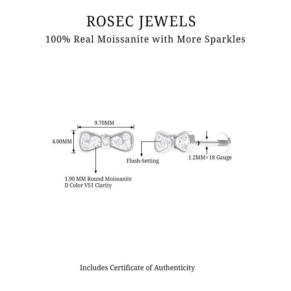 Cute Moissanite Gold Bow Cartilage Earring