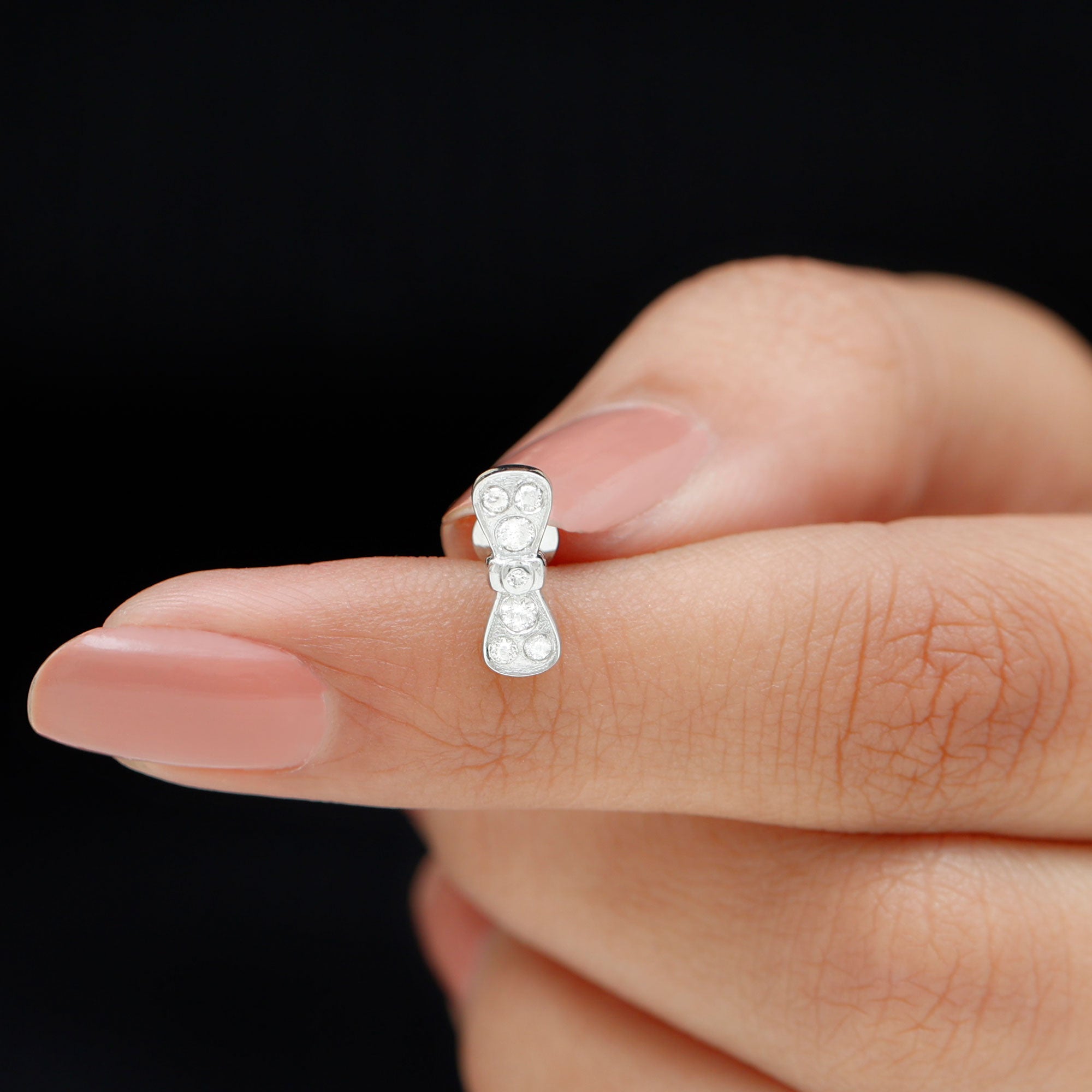 Cute Moissanite Gold Bow Cartilage Earring