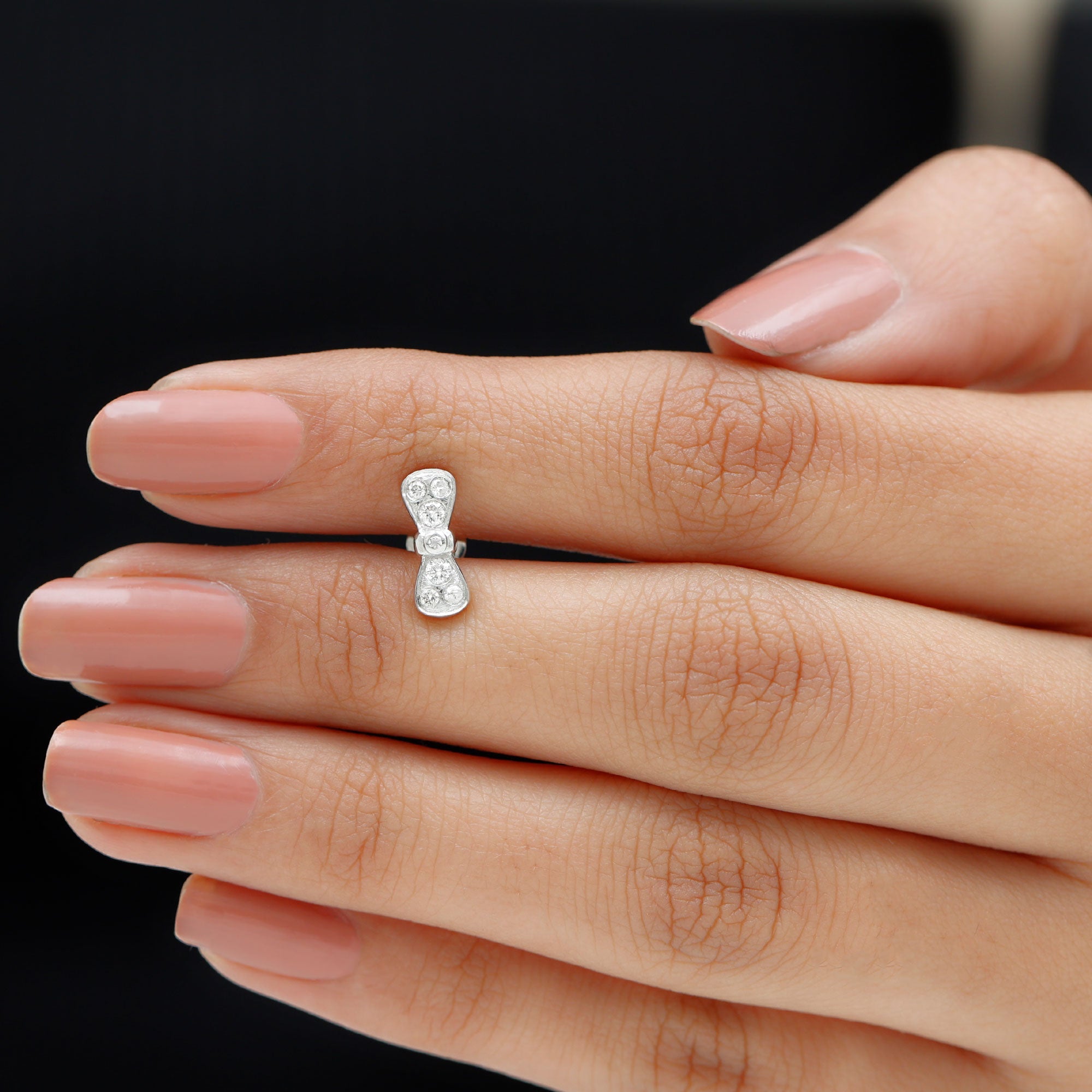 Cute Moissanite Gold Bow Cartilage Earring