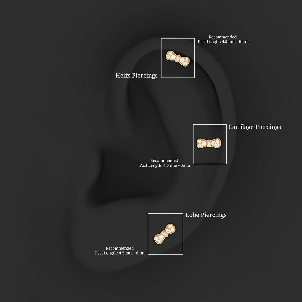 Cute Moissanite Gold Bow Cartilage Earring