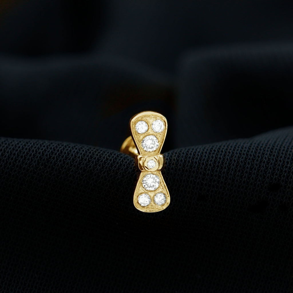 Cute Moissanite Gold Bow Cartilage Earring