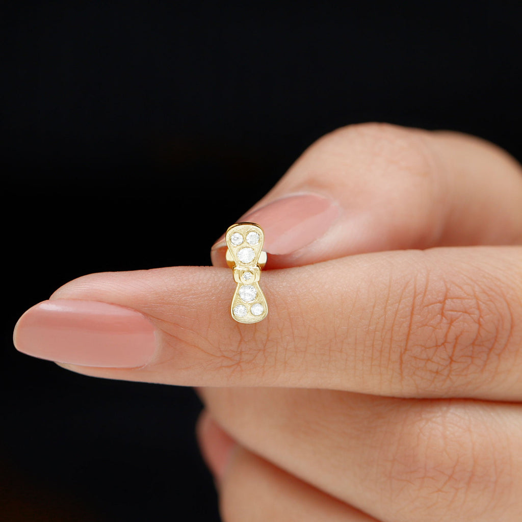 Cute Moissanite Gold Bow Cartilage Earring