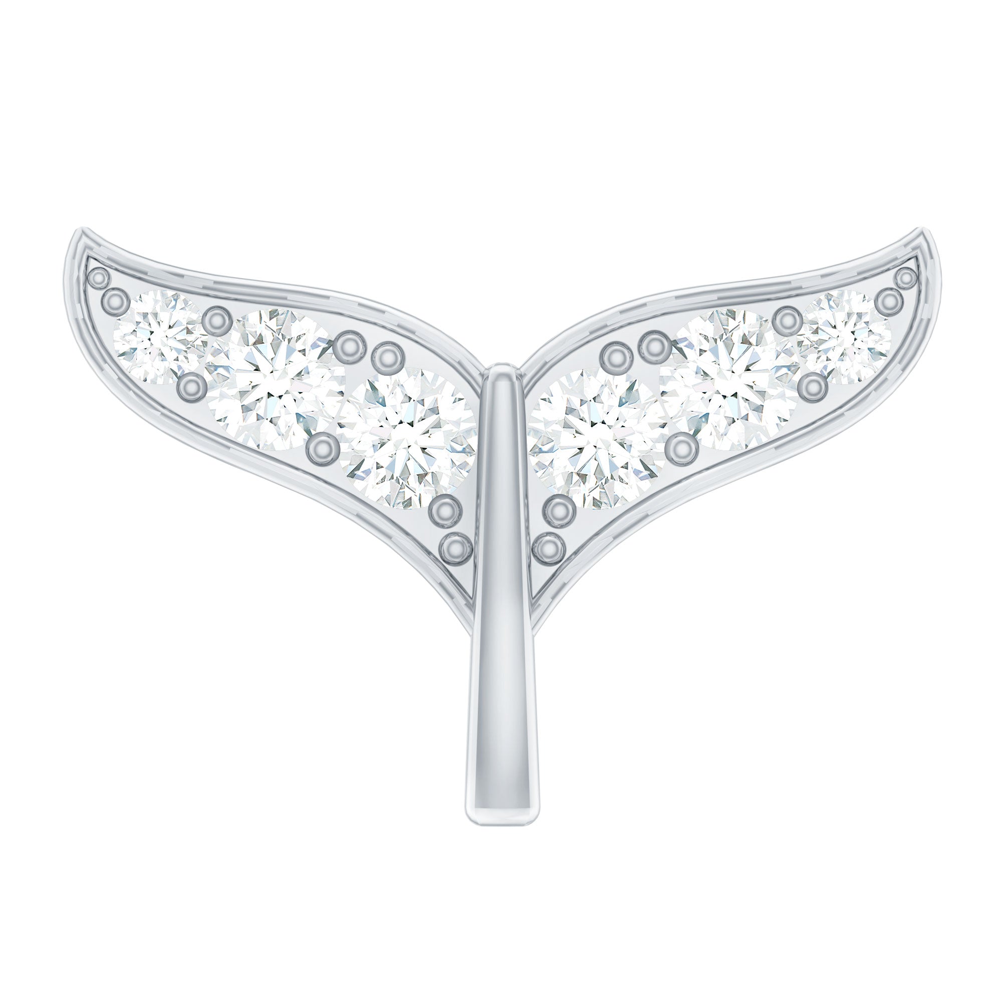 Moissanite Whale Tail Earring for Cartilage Piercing