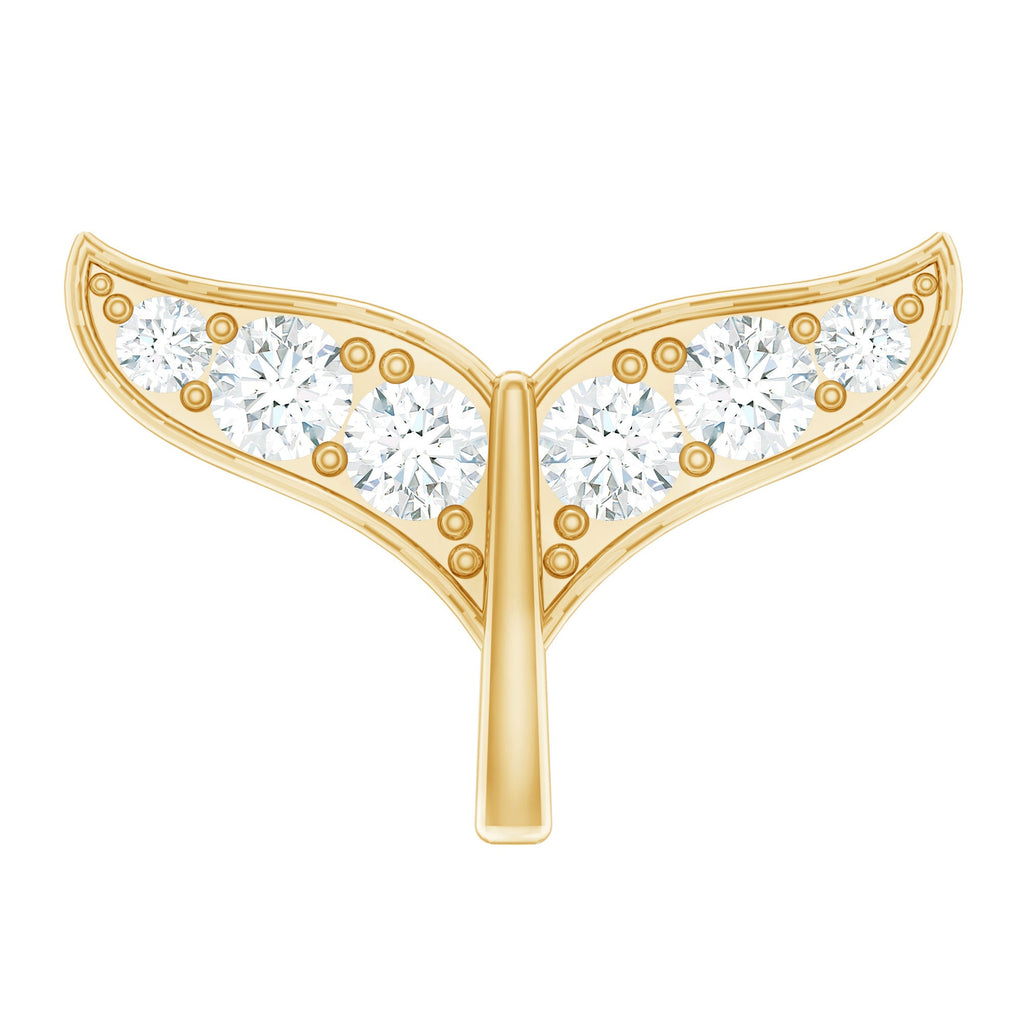 Moissanite Whale Tail Earring for Cartilage Piercing