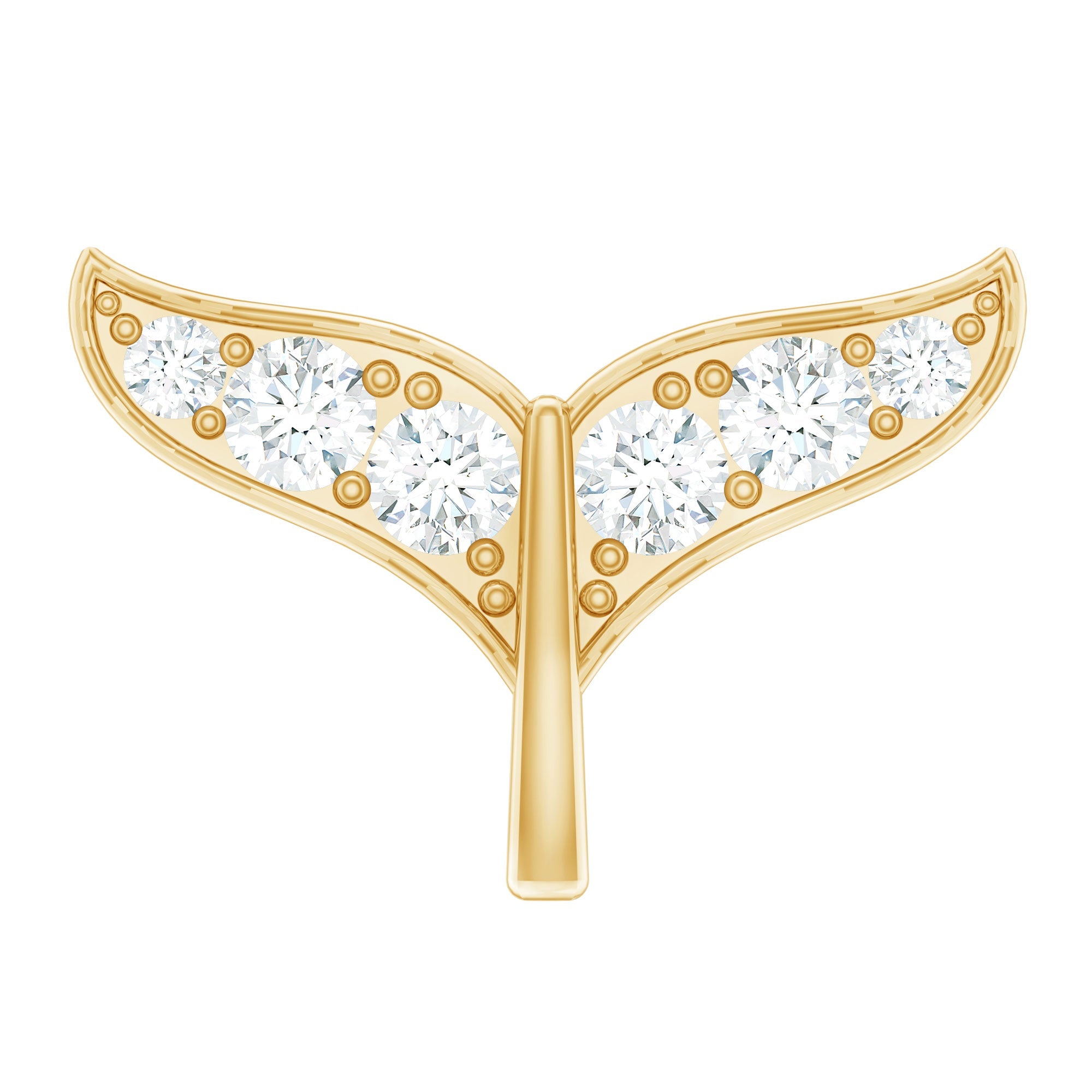 Moissanite Whale Tail Earring for Cartilage Piercing