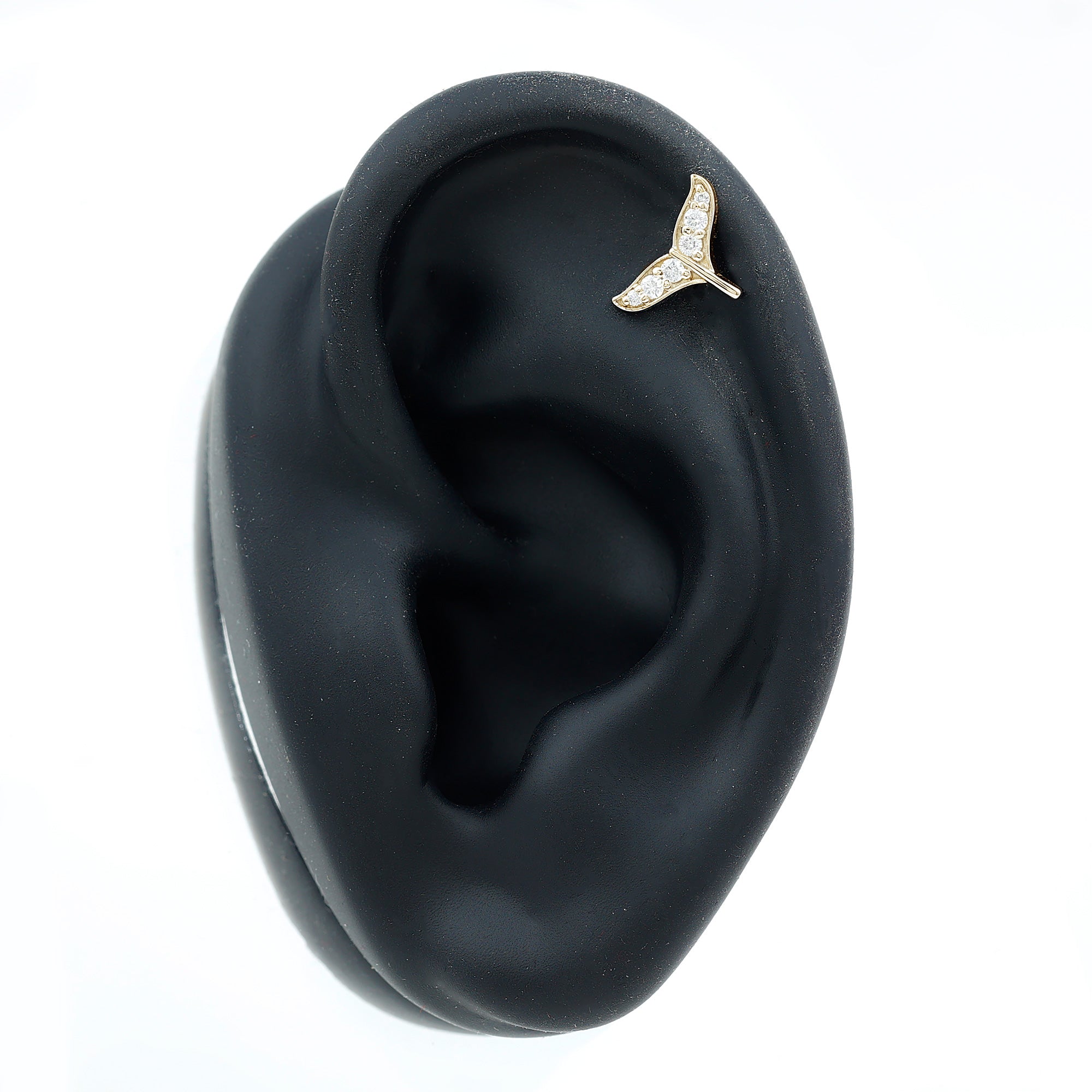 Moissanite Whale Tail Earring for Cartilage Piercing