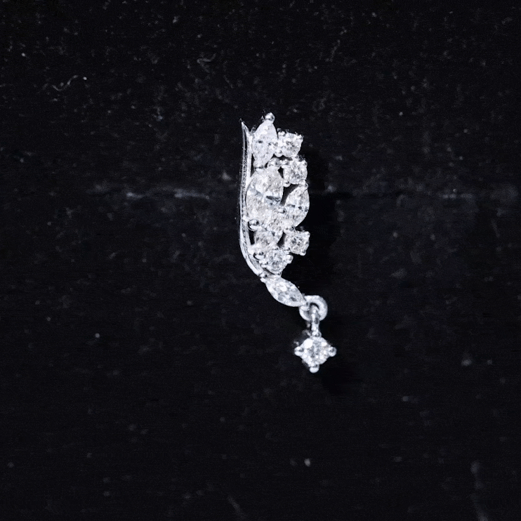 Unique Moissanite Cluster Wing Cartilage Drop Earring