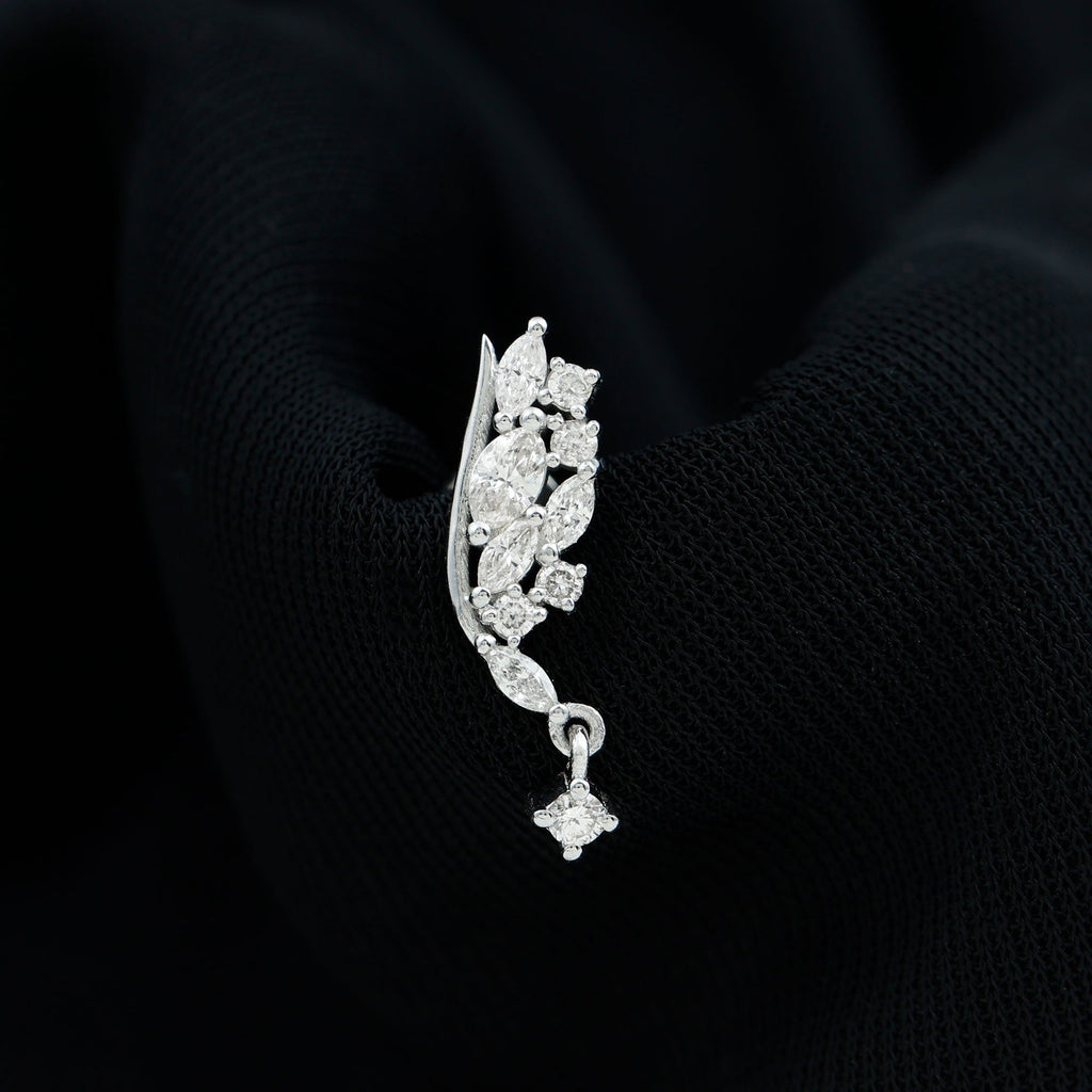 Unique Moissanite Cluster Wing Cartilage Drop Earring