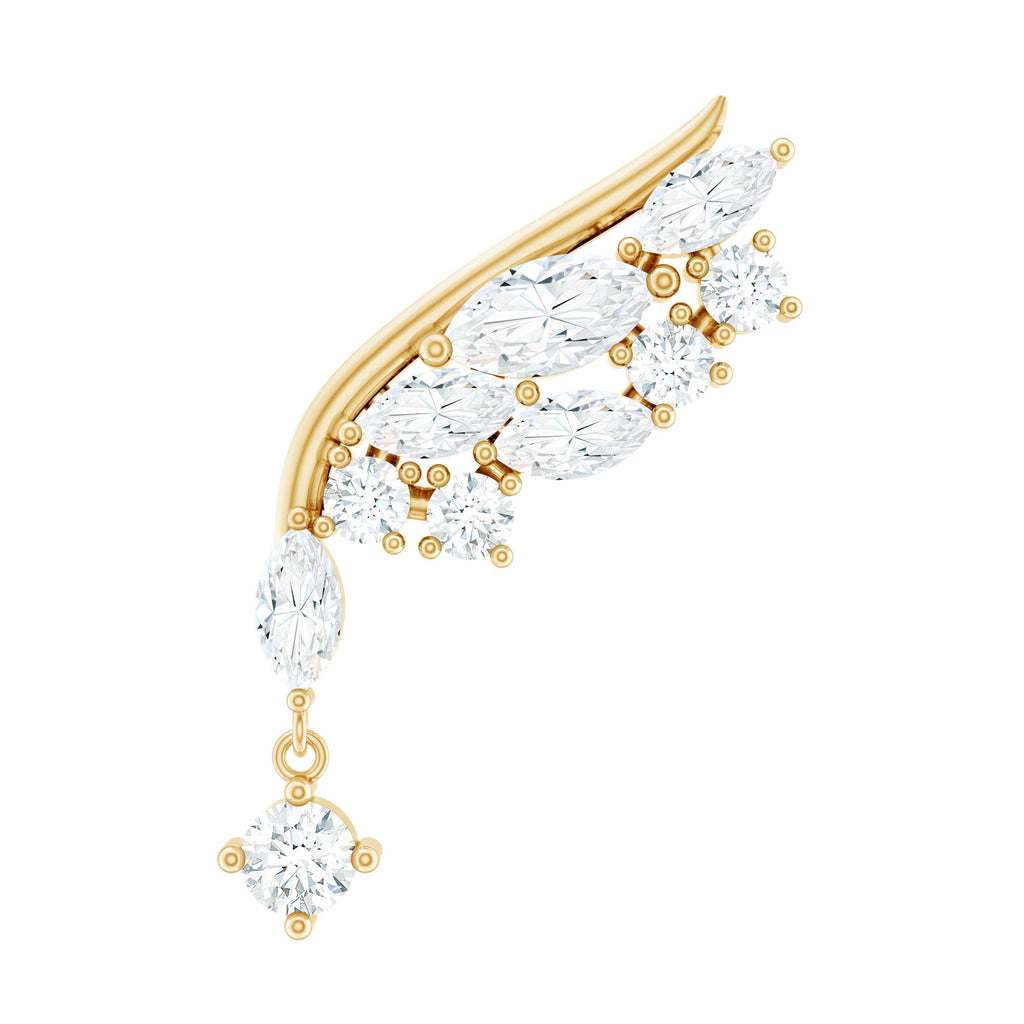 Unique Moissanite Cluster Wing Cartilage Drop Earring