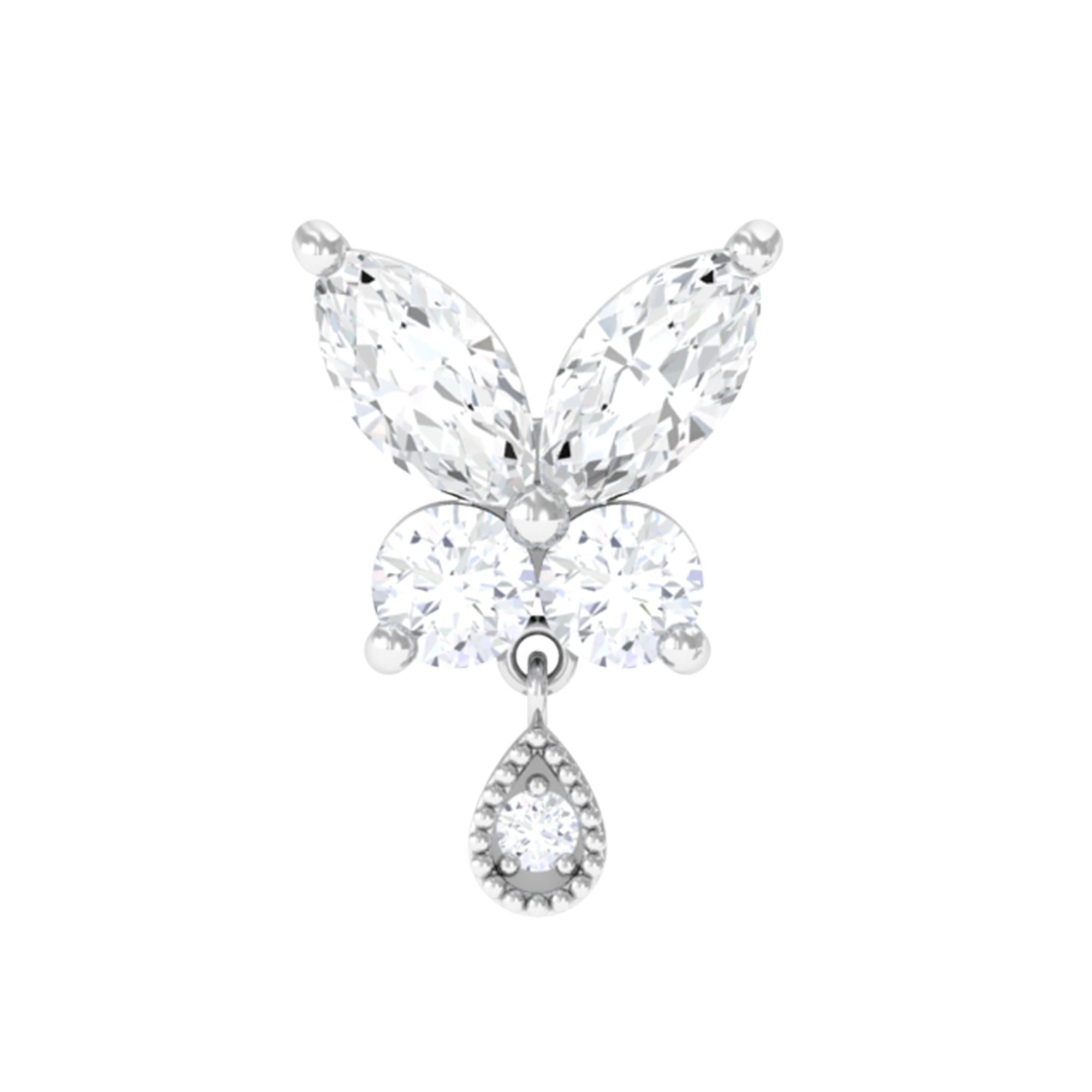 Marquise Moissanite Butterfly Dangle Earring