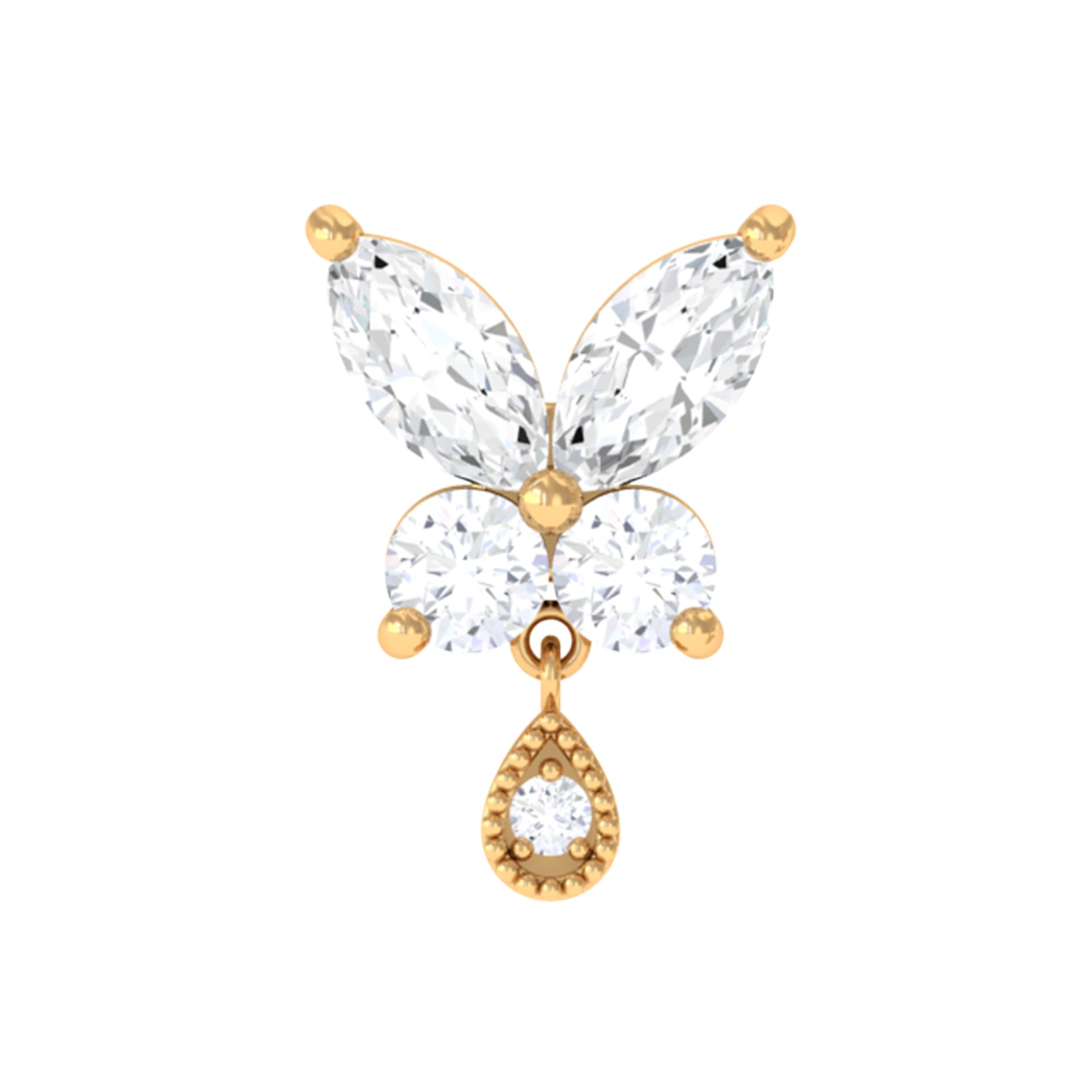 Marquise Moissanite Butterfly Dangle Earring