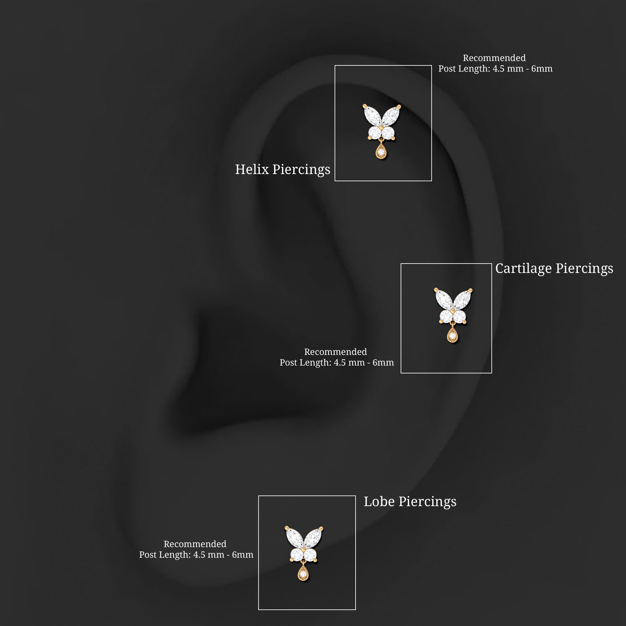 Marquise Moissanite Butterfly Dangle Earring