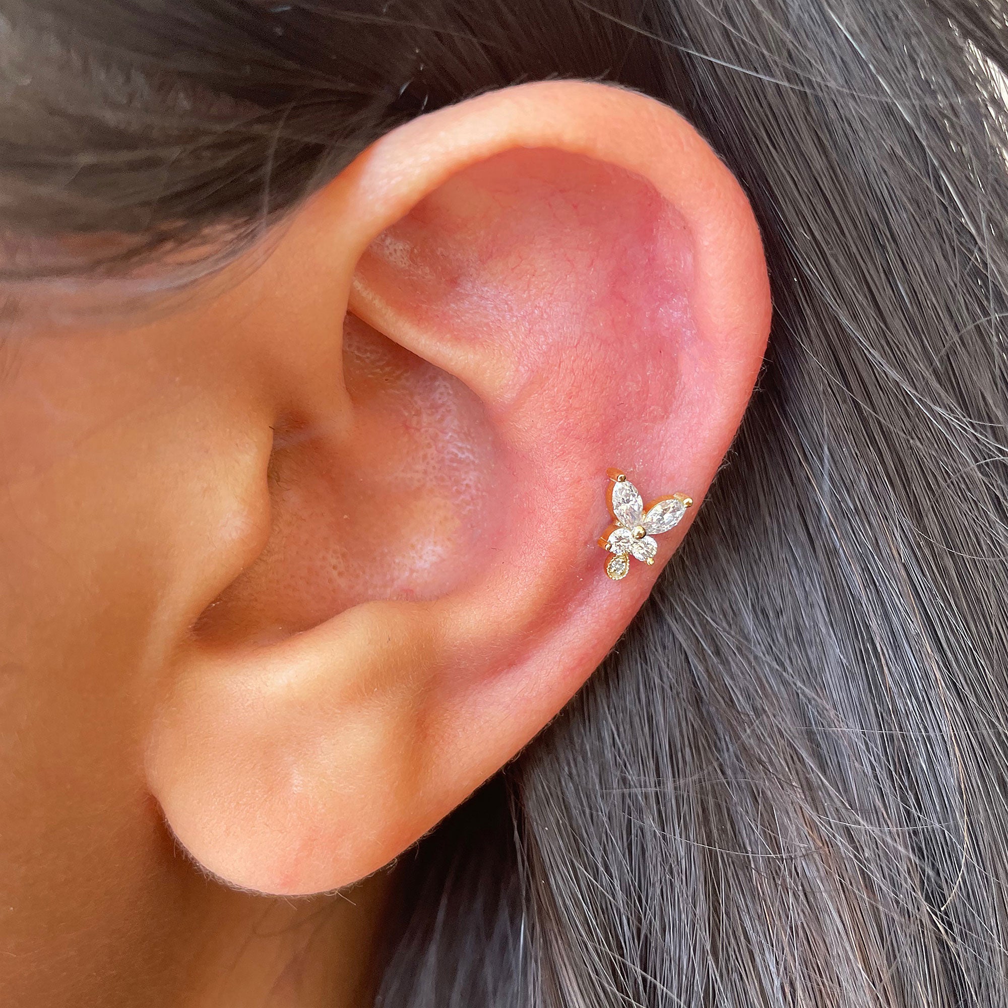 Marquise Moissanite Butterfly Dangle Earring