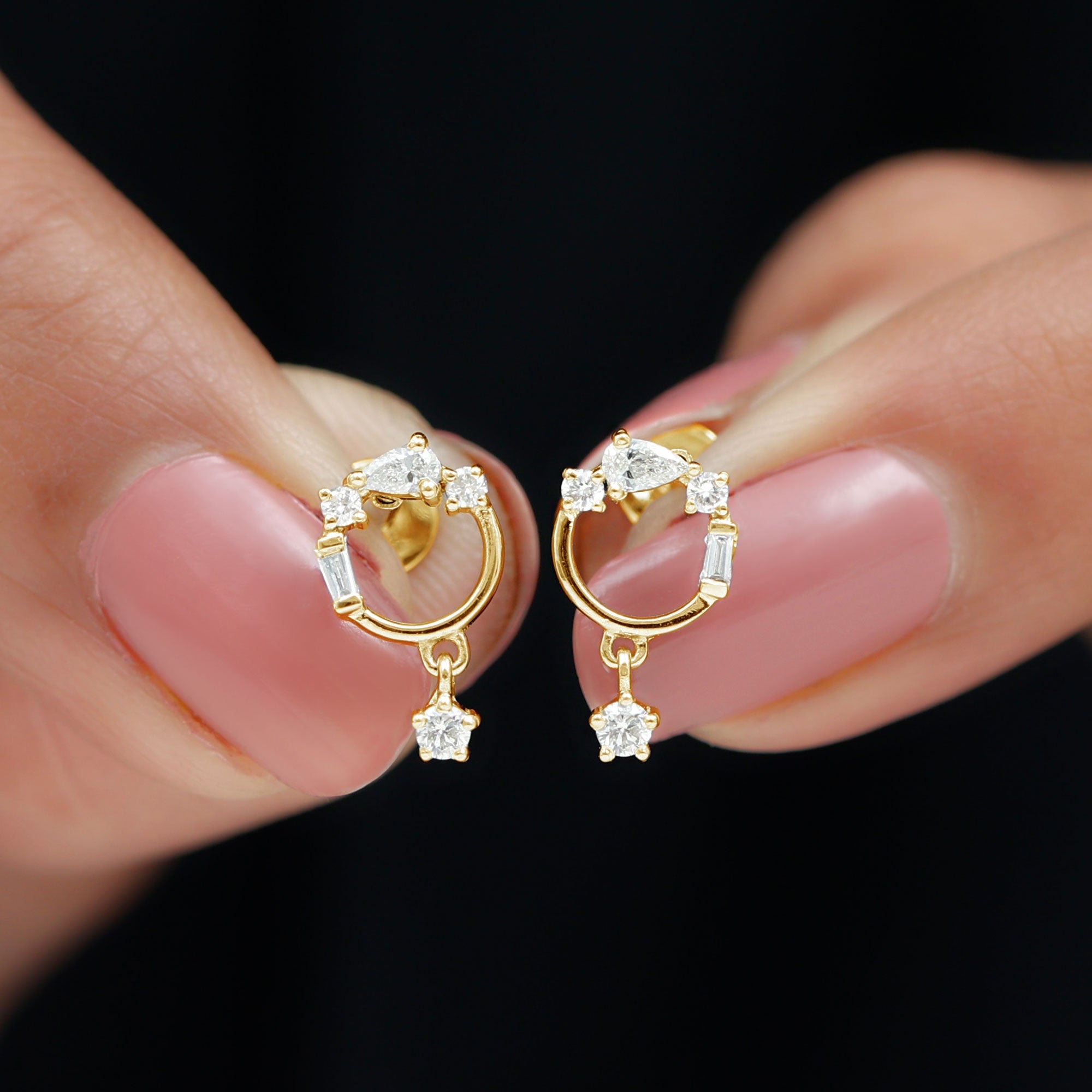 Moissanite Circle Drop Earring for Cartilage Piercing