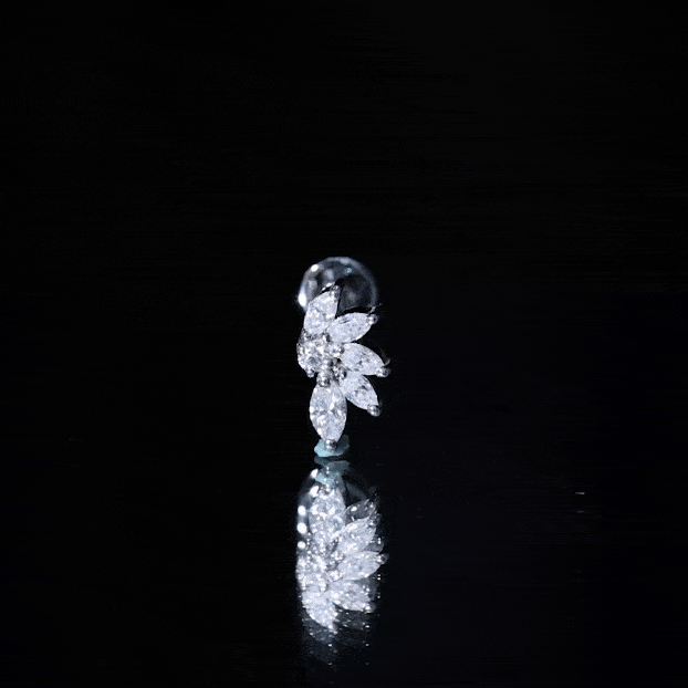 Marquise Cut Moissanite Cluster Cartilage Earring