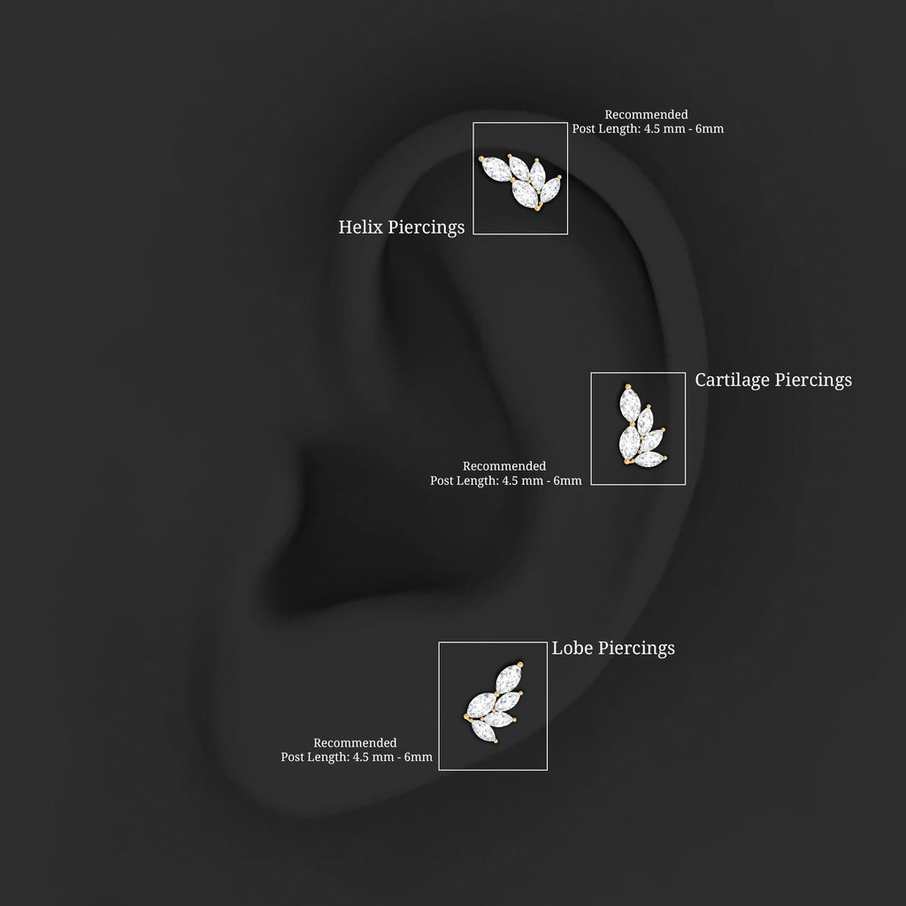 Marquise Moissanite Earring for Cartilage Piercing