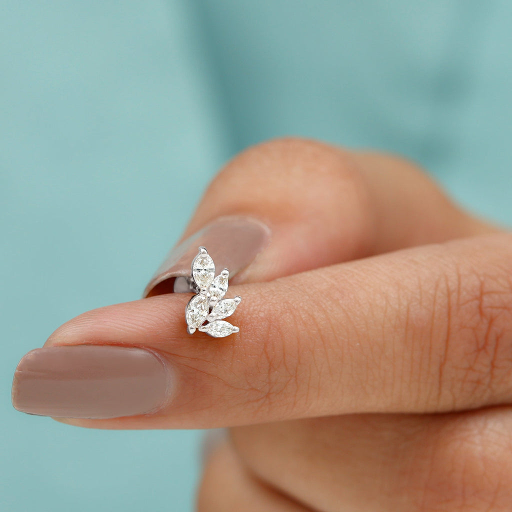 Marquise Moissanite Earring for Cartilage Piercing