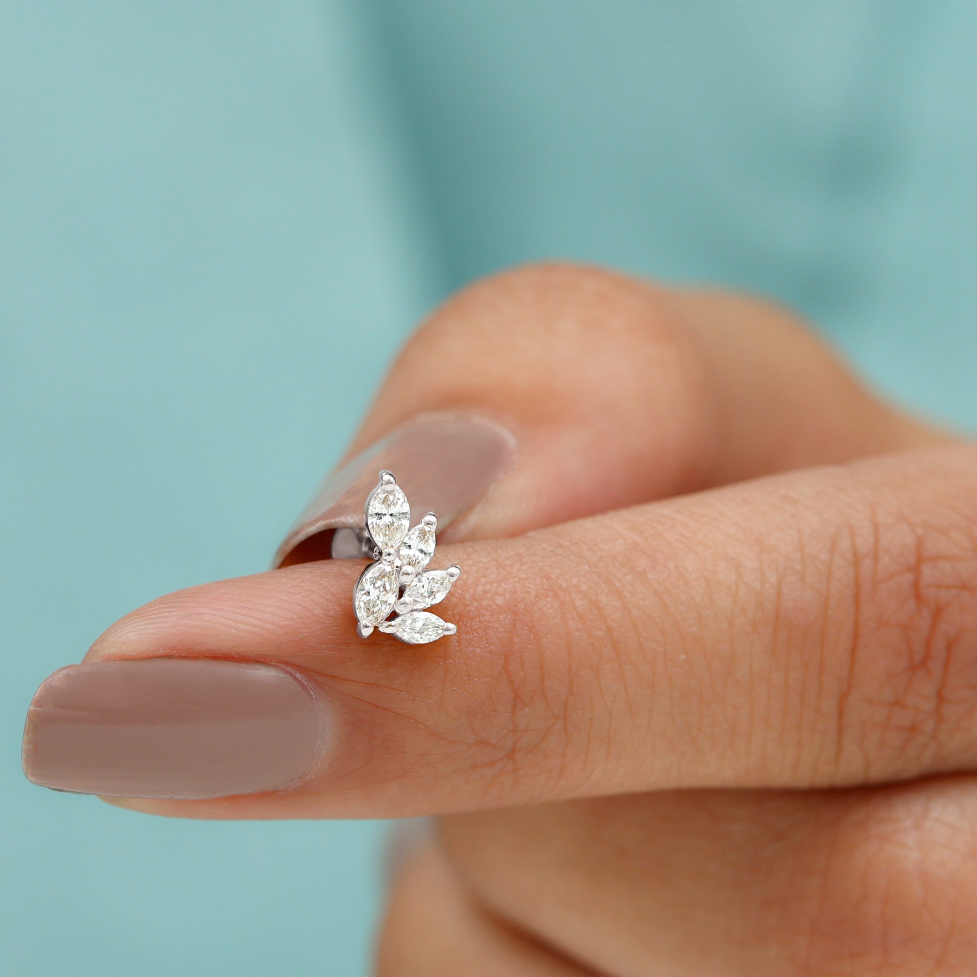 Marquise Moissanite Earring for Cartilage Piercing