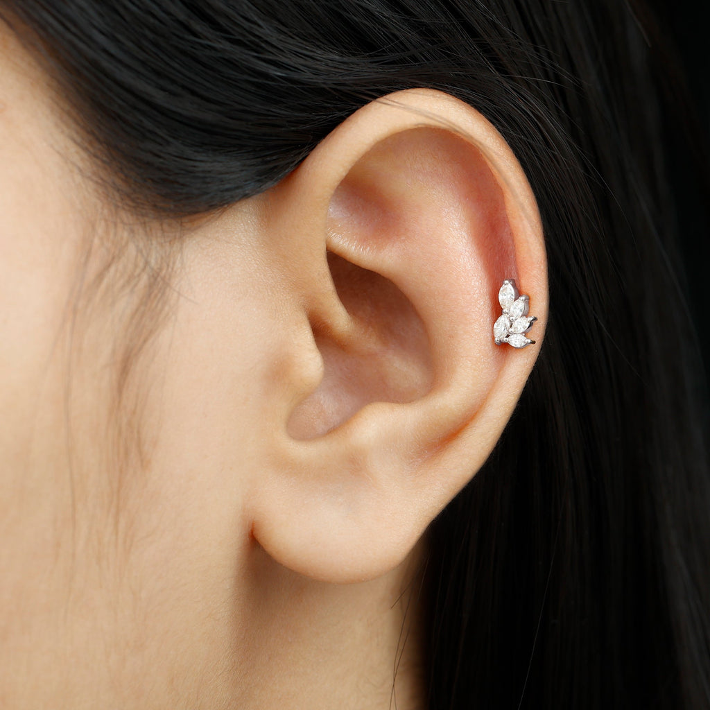 Marquise Moissanite Earring for Cartilage Piercing