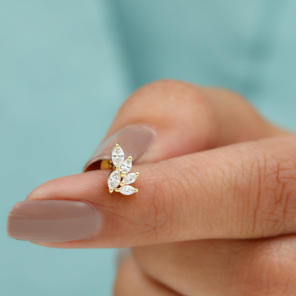 Marquise Moissanite Earring for Cartilage Piercing