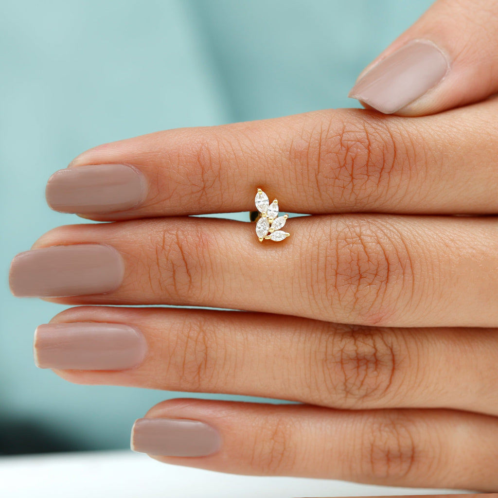 Marquise Moissanite Earring for Cartilage Piercing