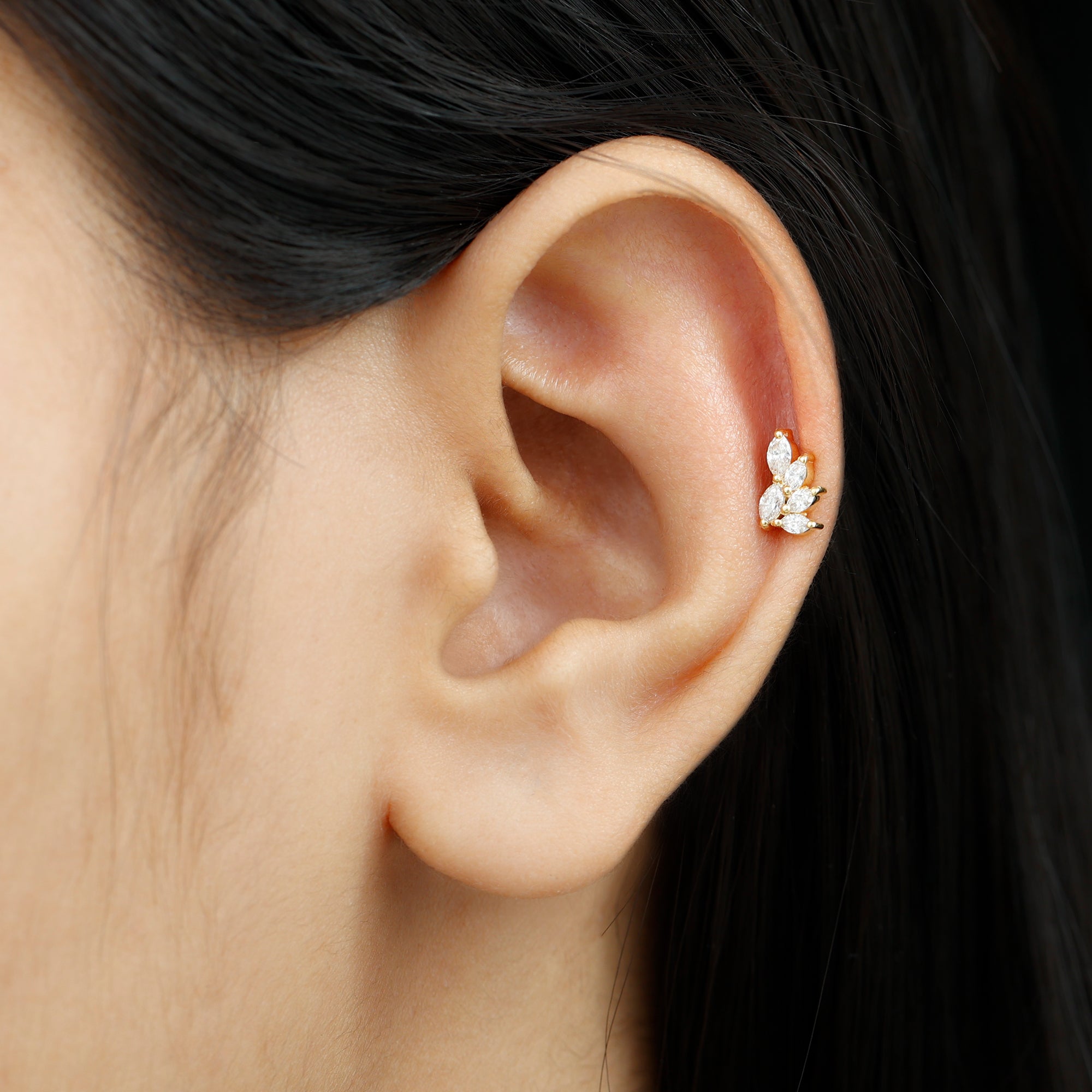 Marquise Moissanite Earring for Cartilage Piercing