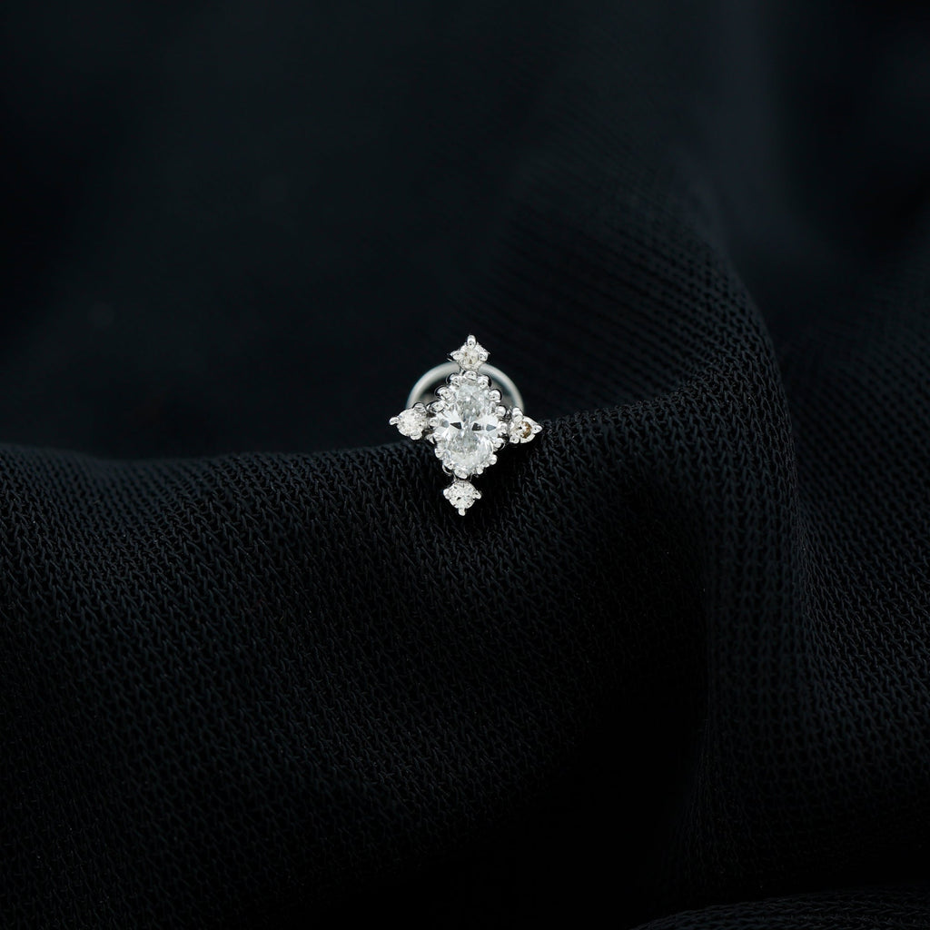 Vintage Inspired Moissanite Oval Conch Earring in Gold