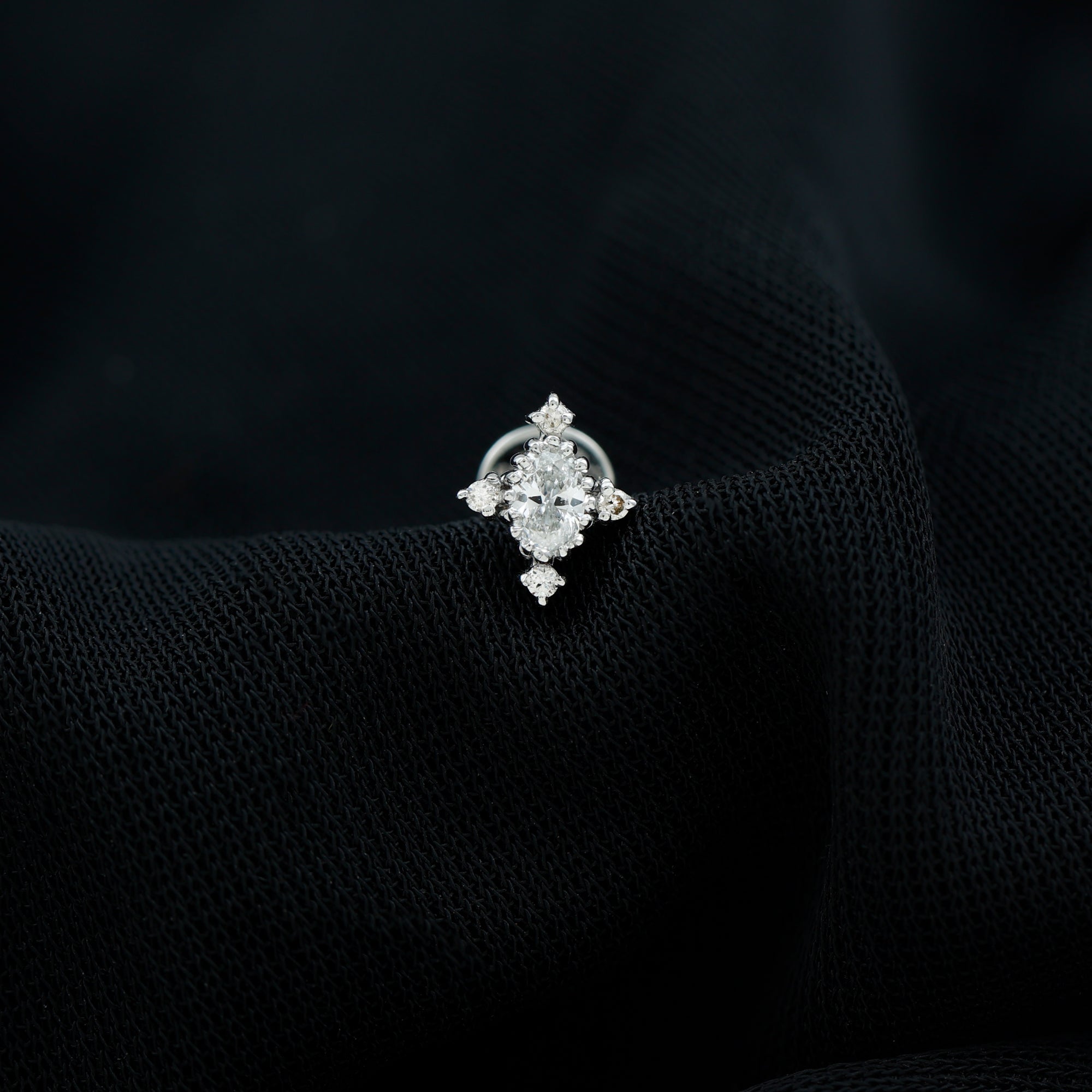 Vintage Inspired Moissanite Oval Conch Earring in Gold