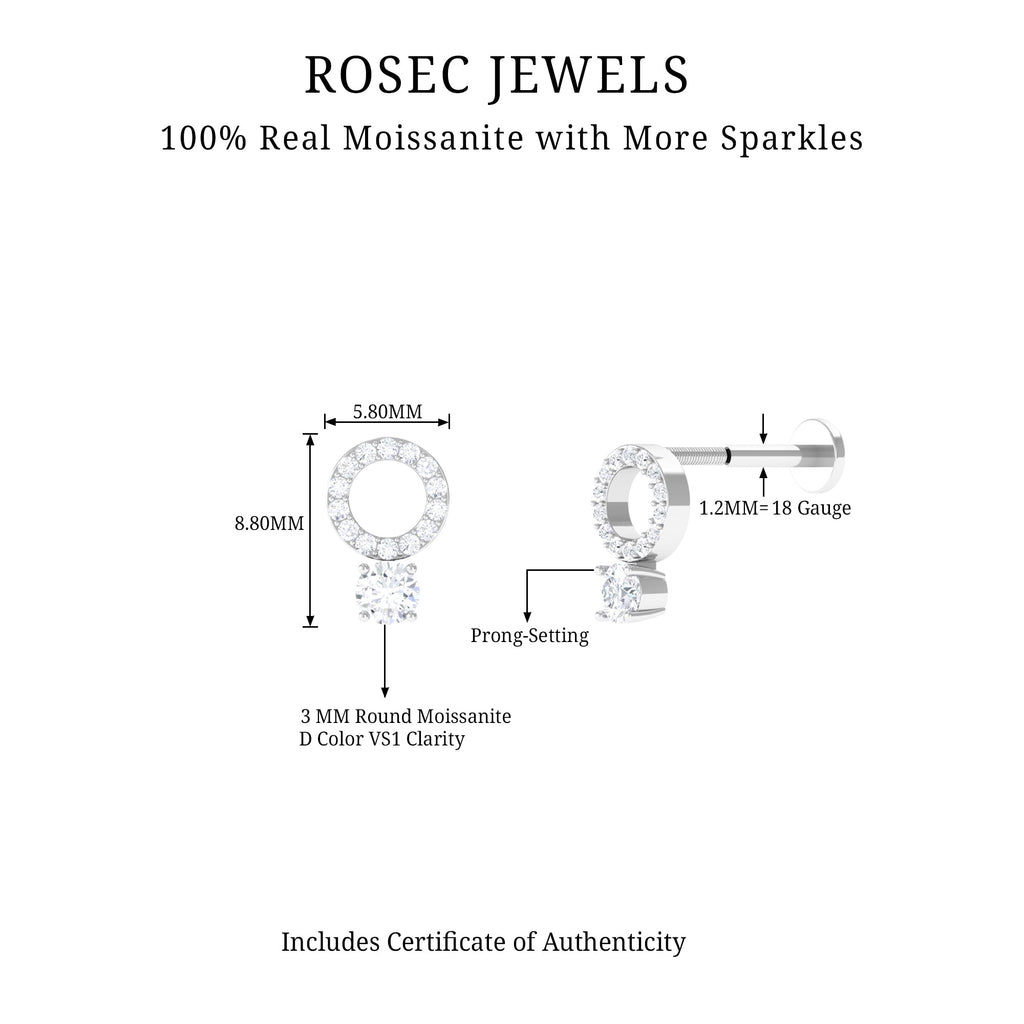 Simple Moissanite Open Circle Cartilage Earring