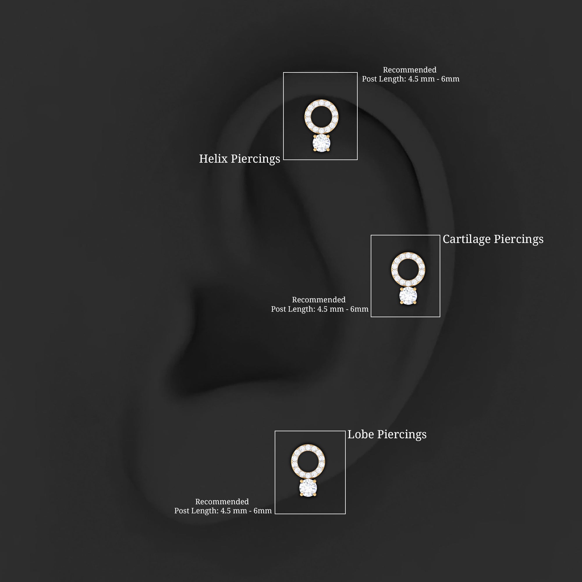 Simple Moissanite Open Circle Cartilage Earring