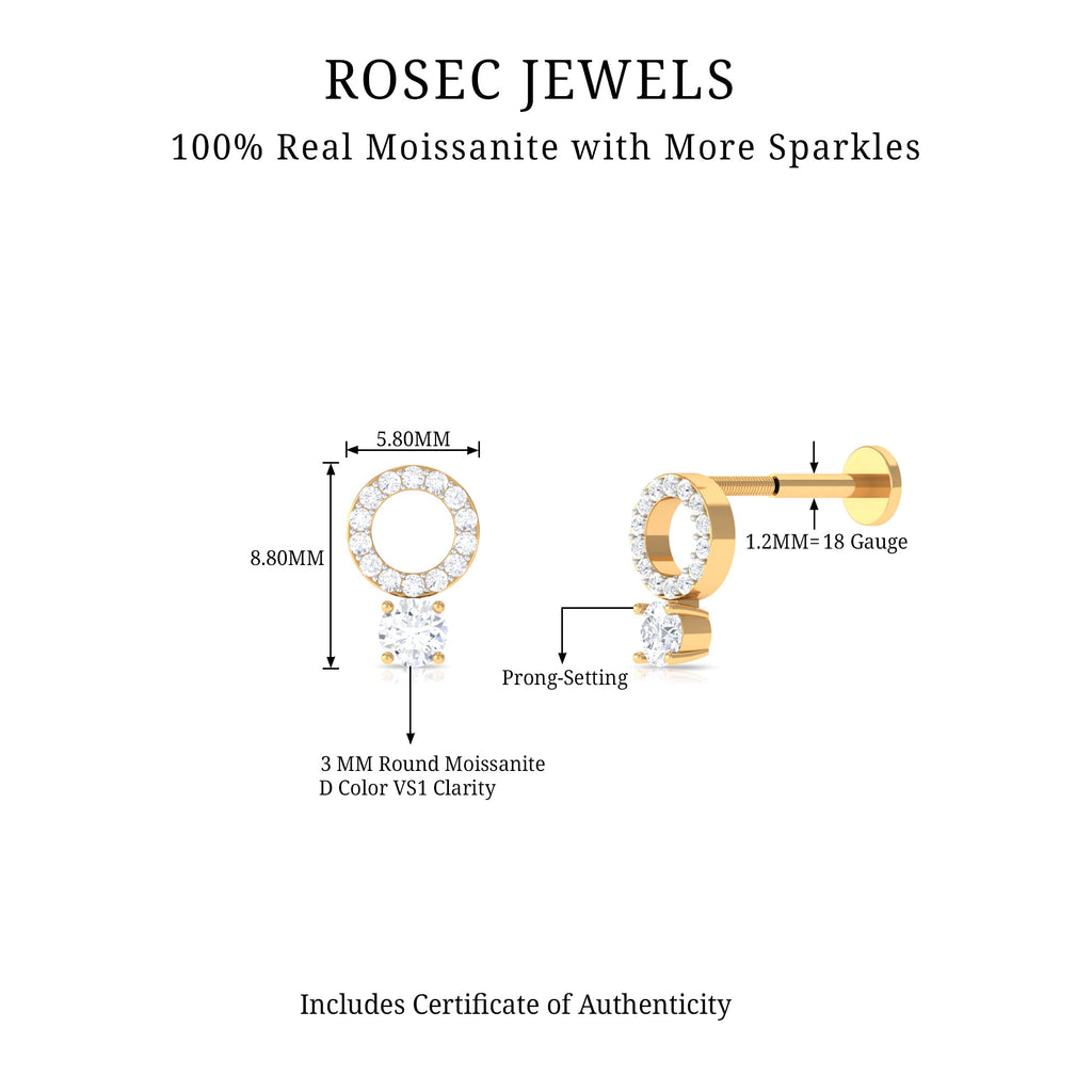 Simple Moissanite Open Circle Cartilage Earring