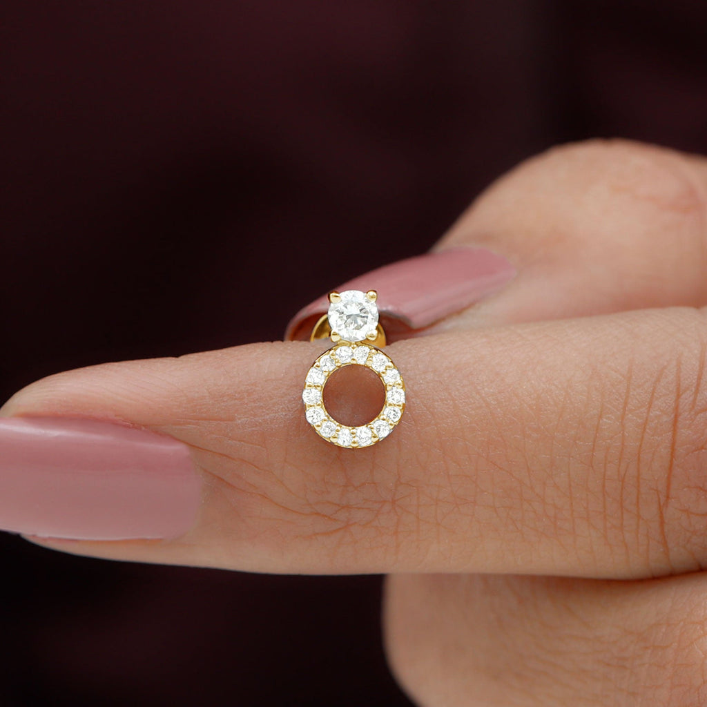 Simple Moissanite Open Circle Cartilage Earring