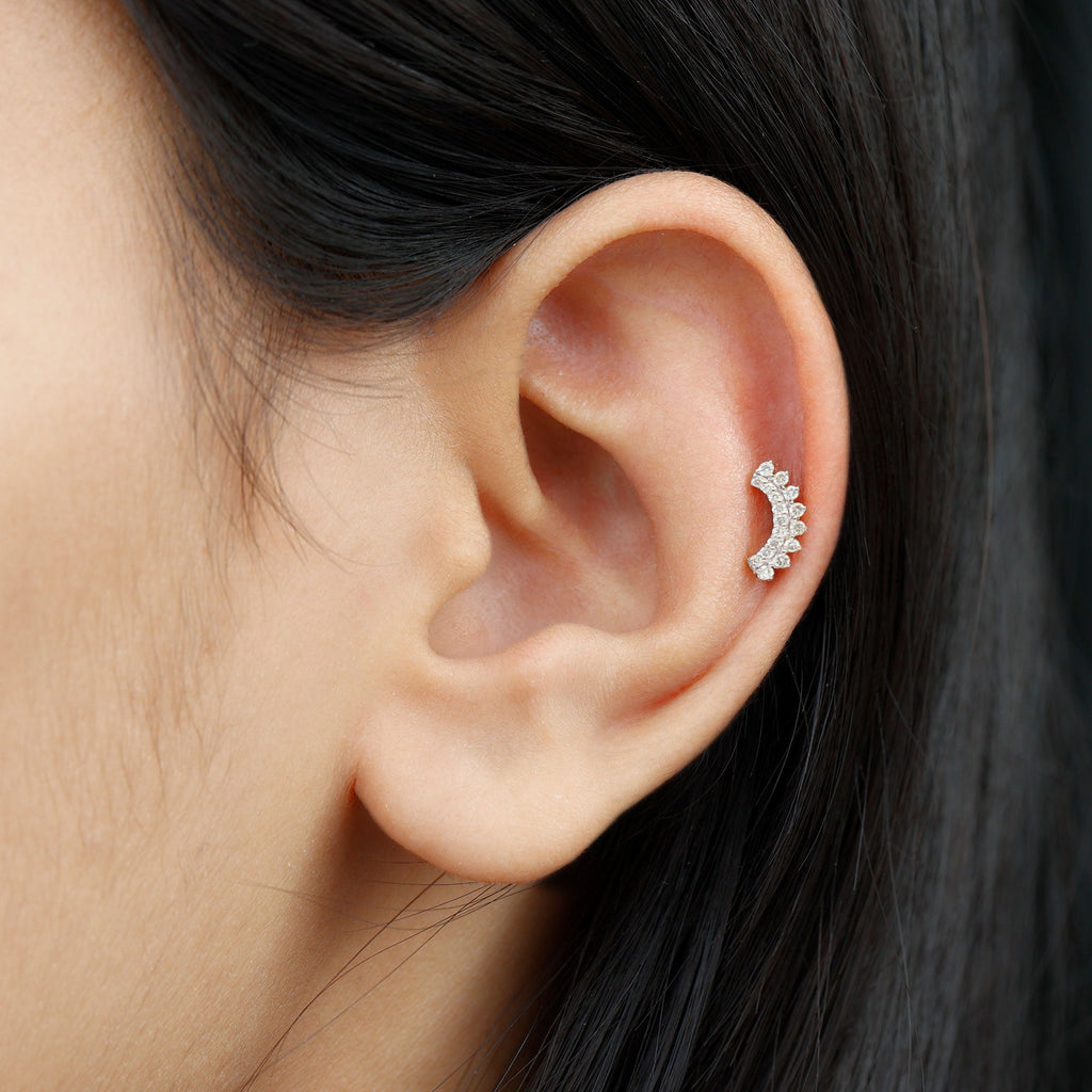 Certified Diamond Curved Cartilage Earring