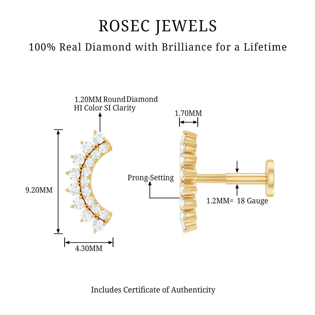 Certified Diamond Curved Cartilage Earring