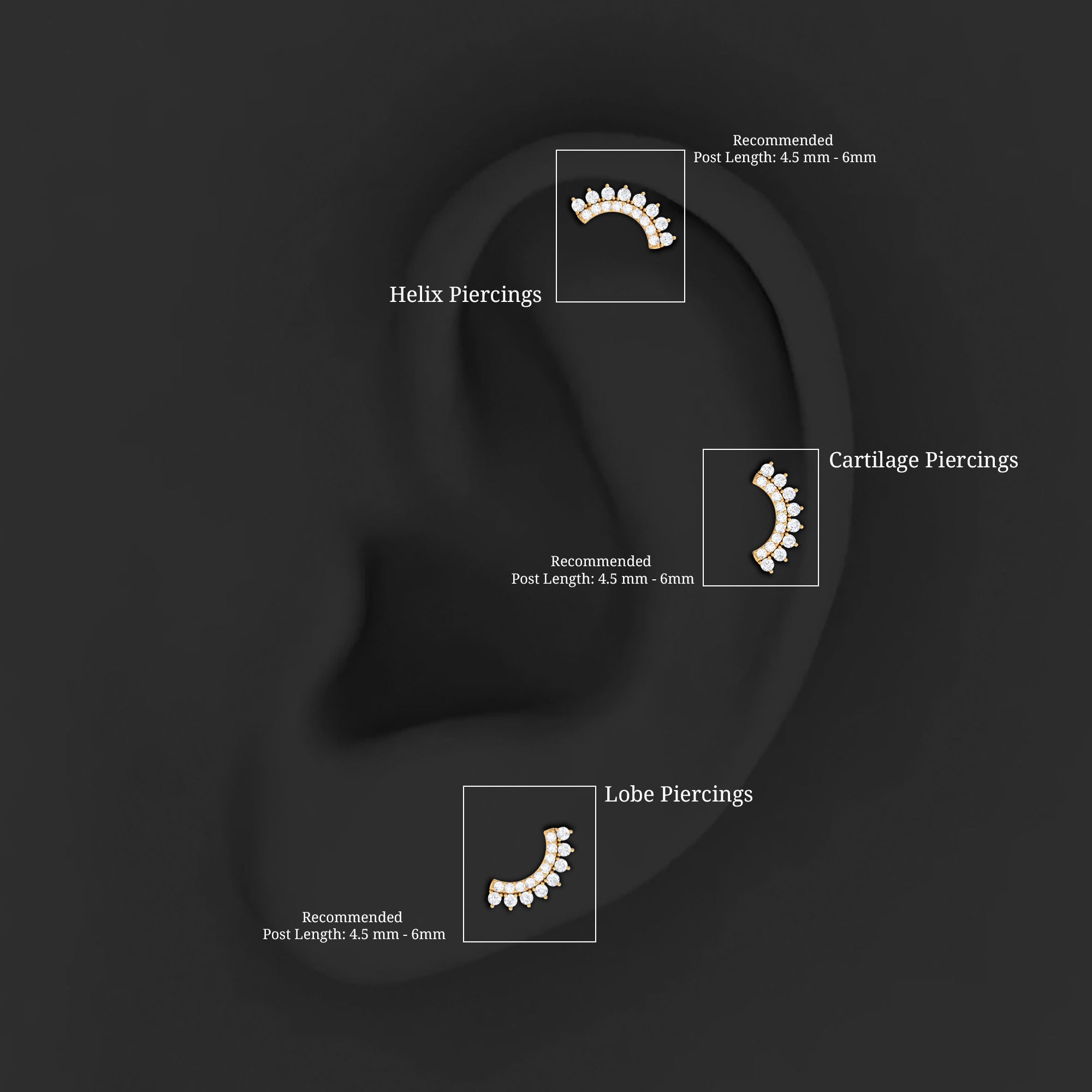 Certified Diamond Curved Cartilage Earring