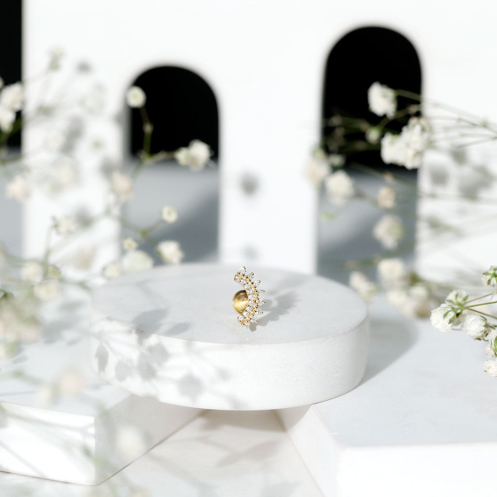 Certified Diamond Curved Cartilage Earring