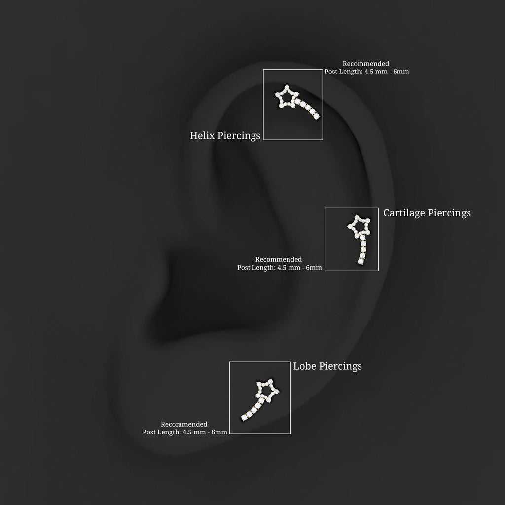 Certified Moissanite Star Celestial Cartilage Earring