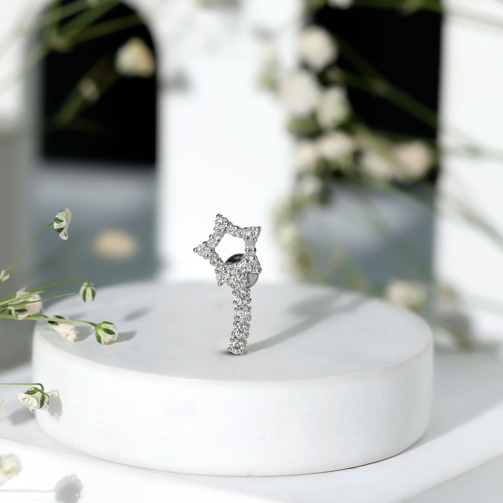 Certified Moissanite Star Celestial Cartilage Earring