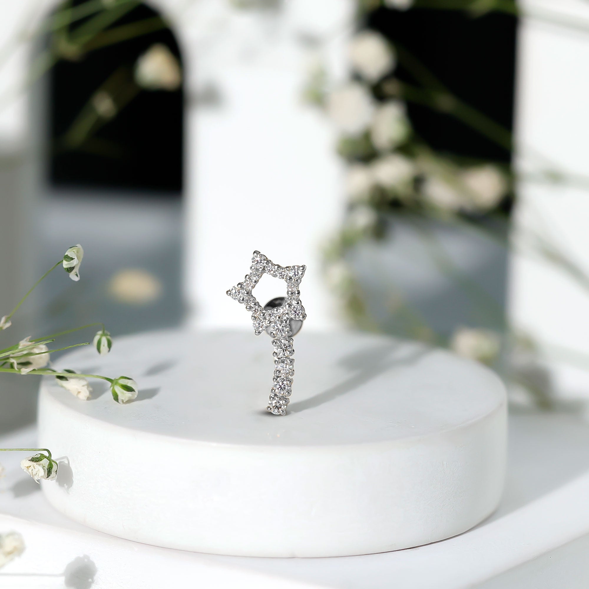 Certified Moissanite Star Celestial Cartilage Earring