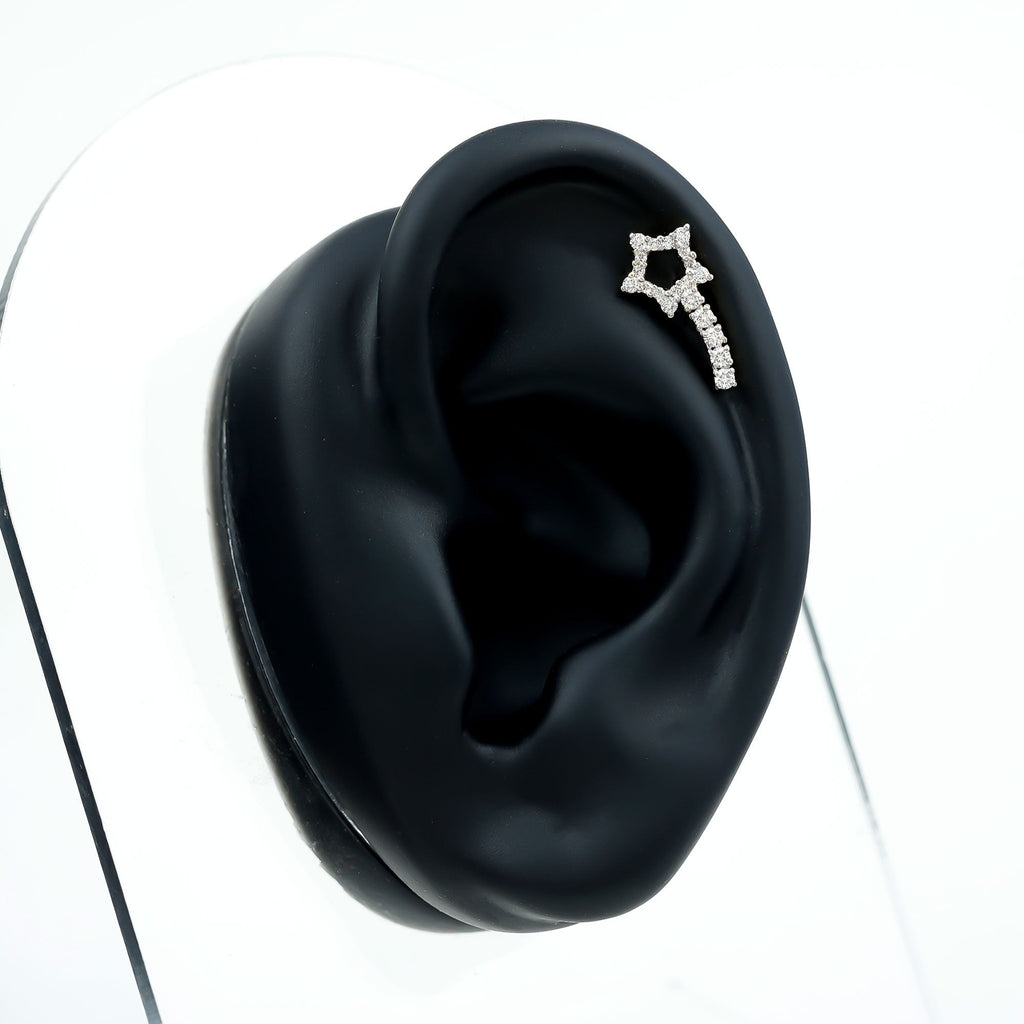 Certified Moissanite Star Celestial Cartilage Earring
