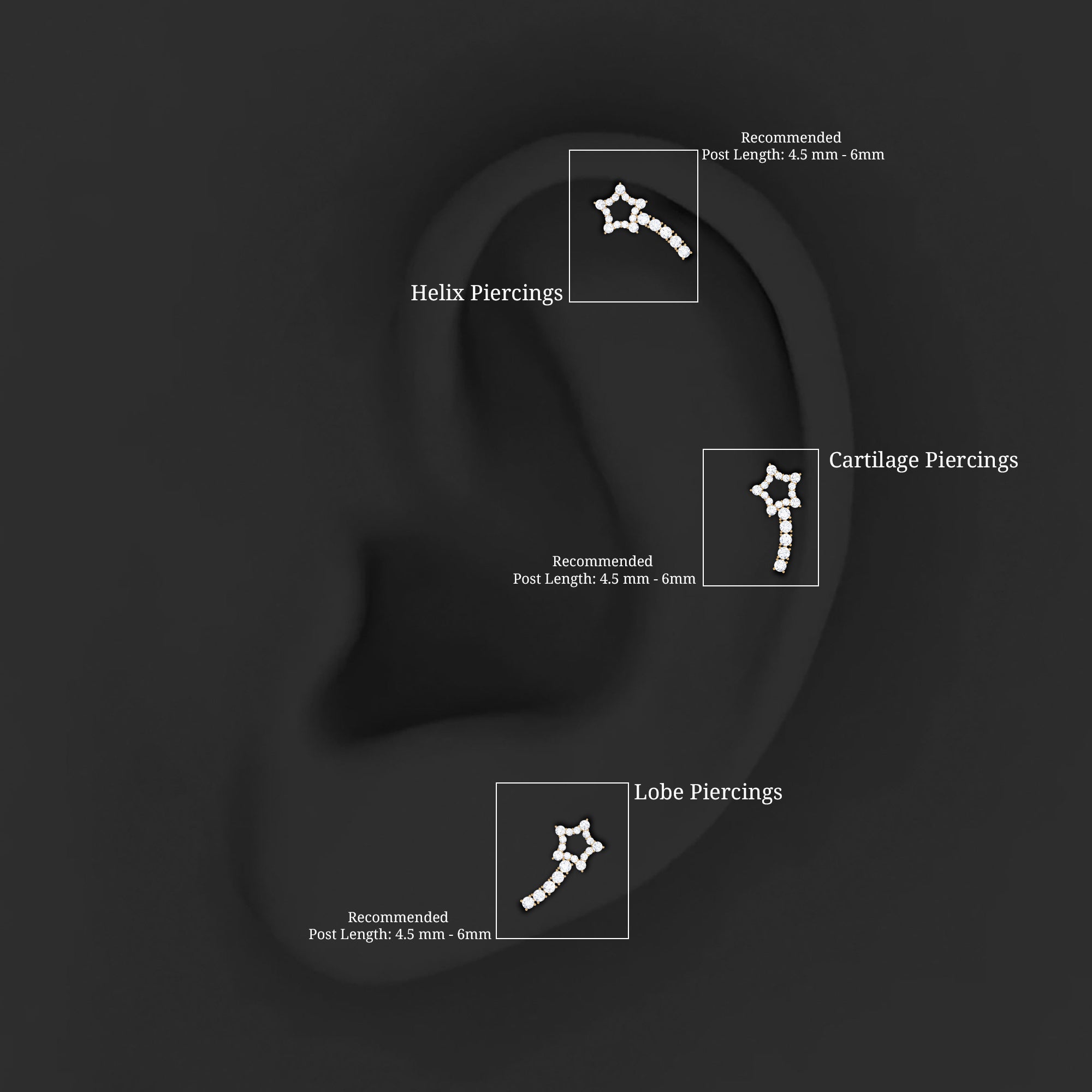 Certified Moissanite Star Celestial Cartilage Earring