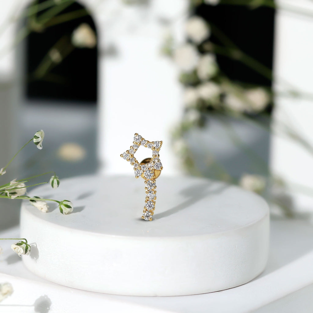 Certified Moissanite Star Celestial Cartilage Earring